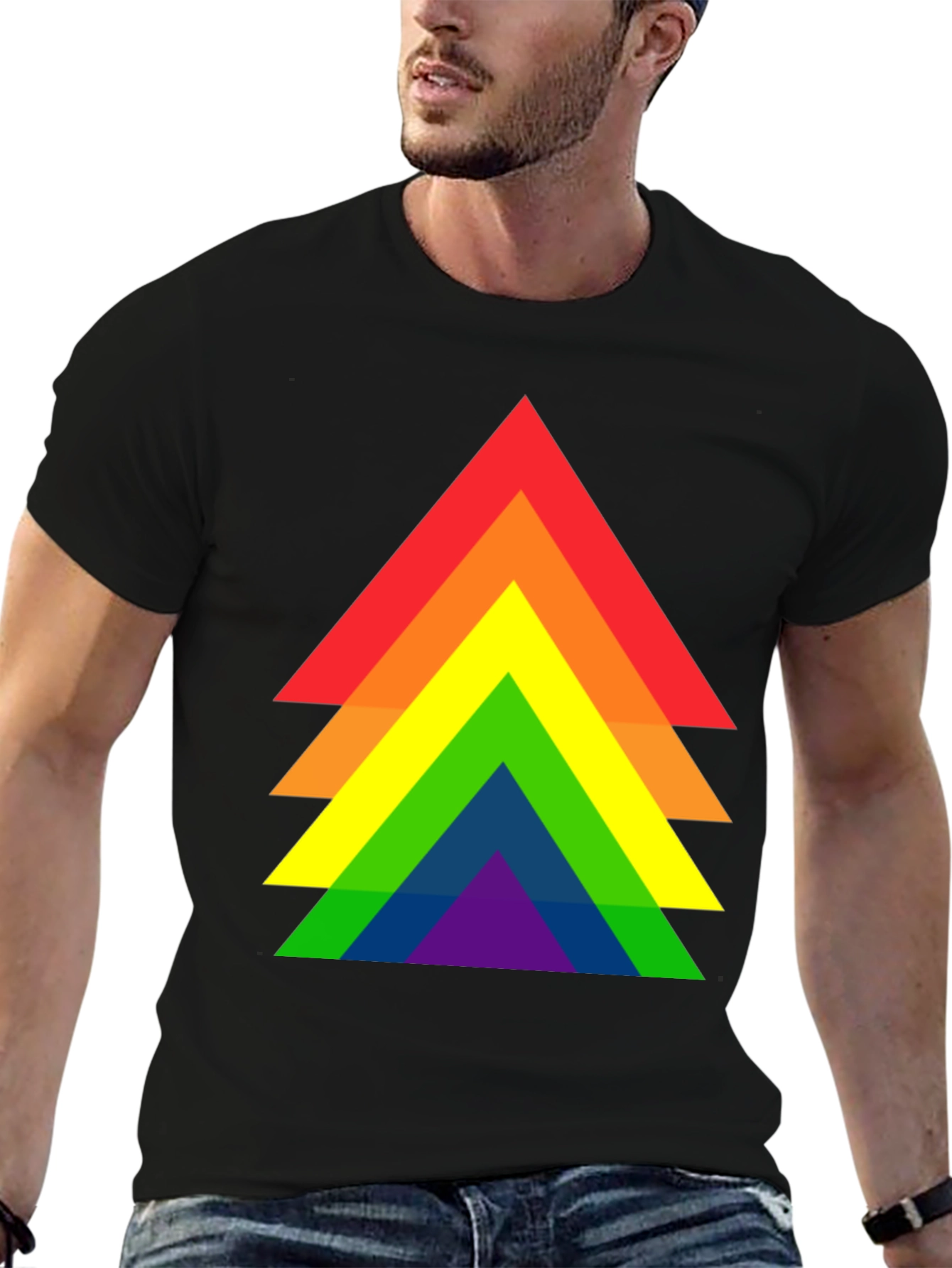 Rainbow Pride Triangle Graphic Tee - Black