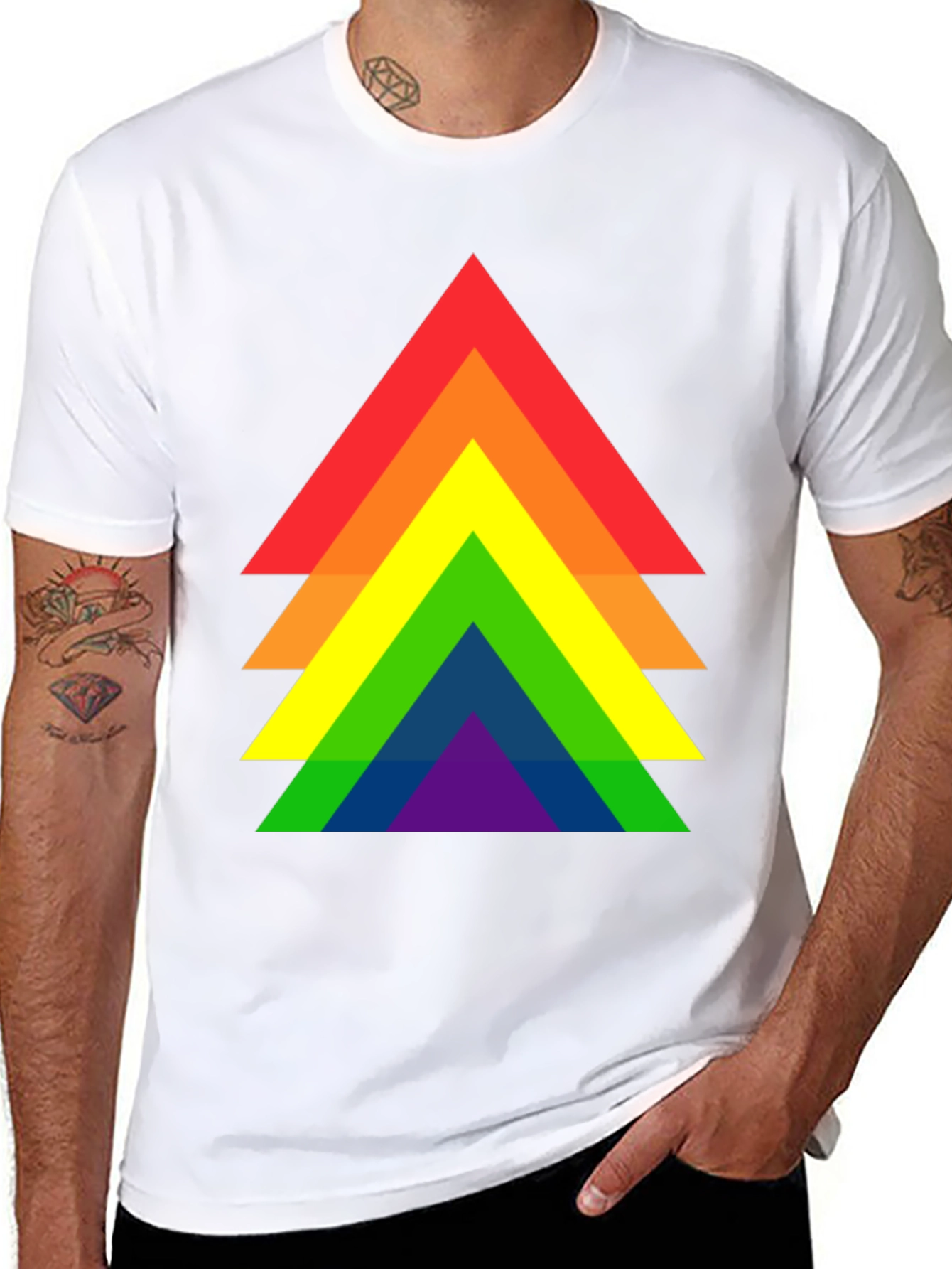 Rainbow Pride Triangle Graphic Tee - Black