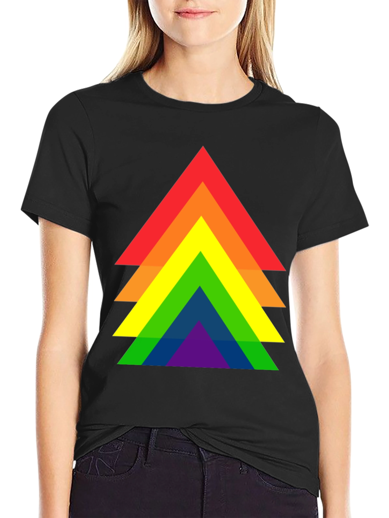 Rainbow Pride Triangle Graphic Tee - Black