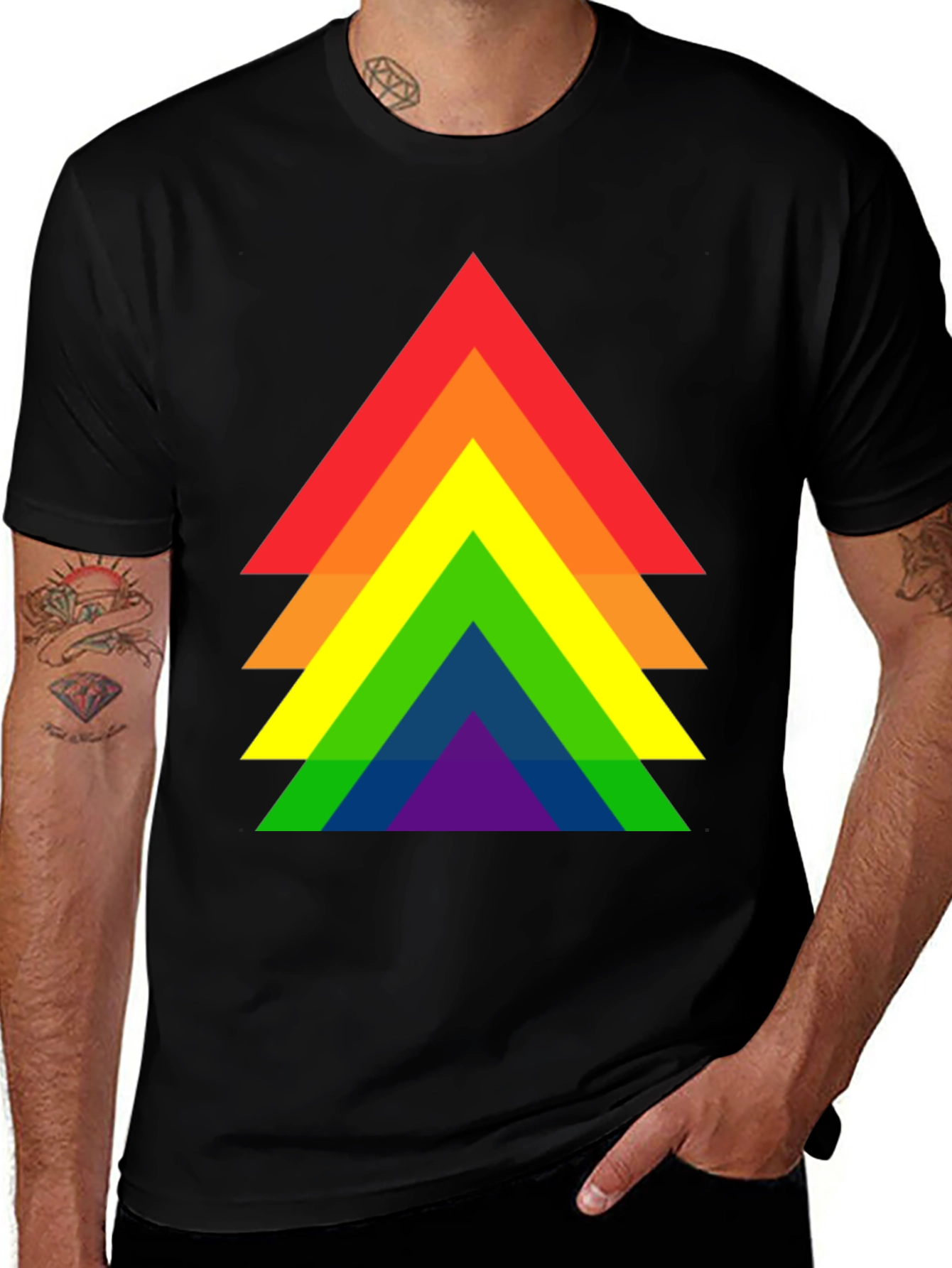 Rainbow Pride Triangle Graphic Tee - Black