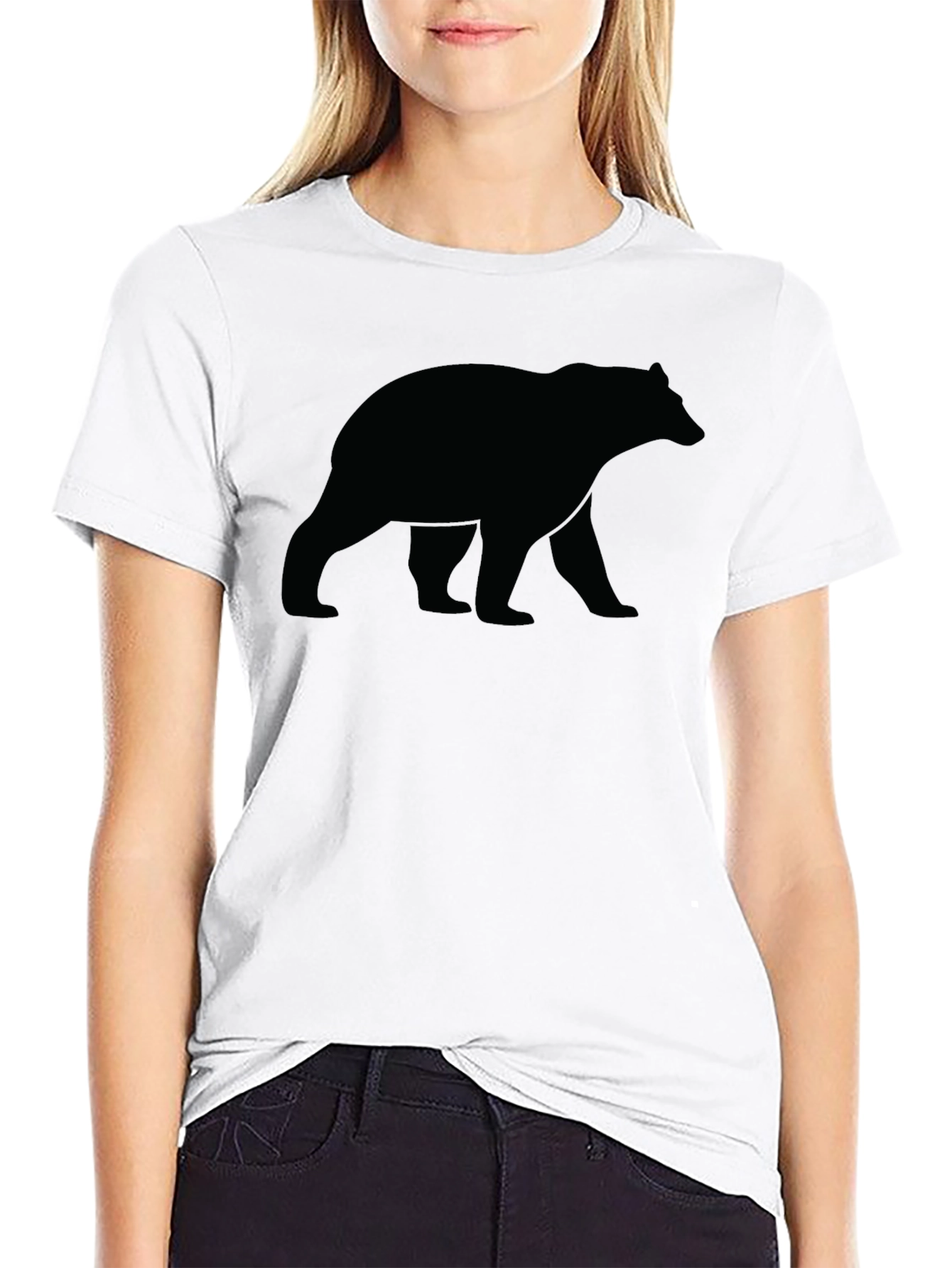 Bear Silhouette T-Shirt - Classic Crew Neck Tee