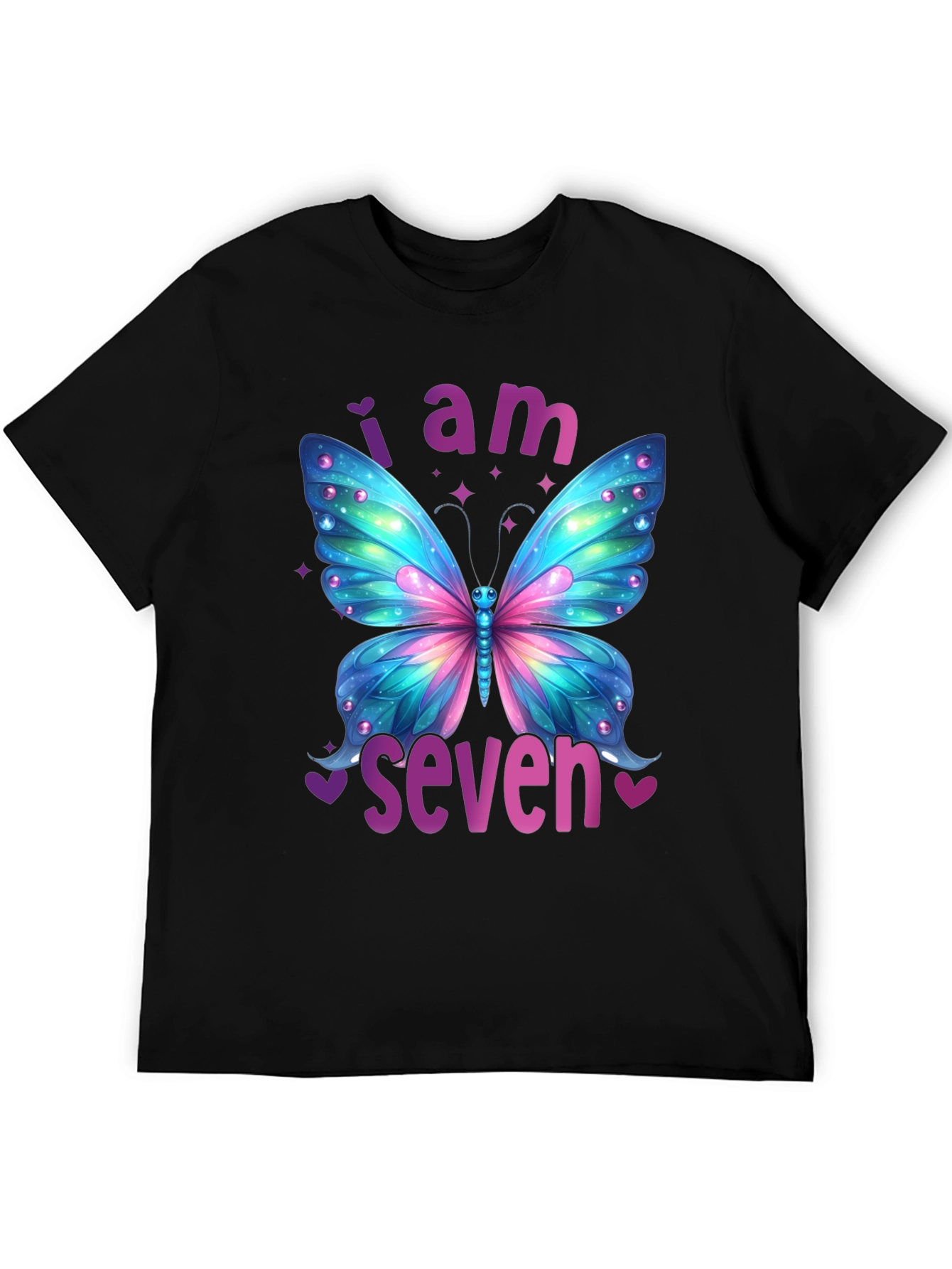 I am Seven Butterfly Birthday T-Shirt