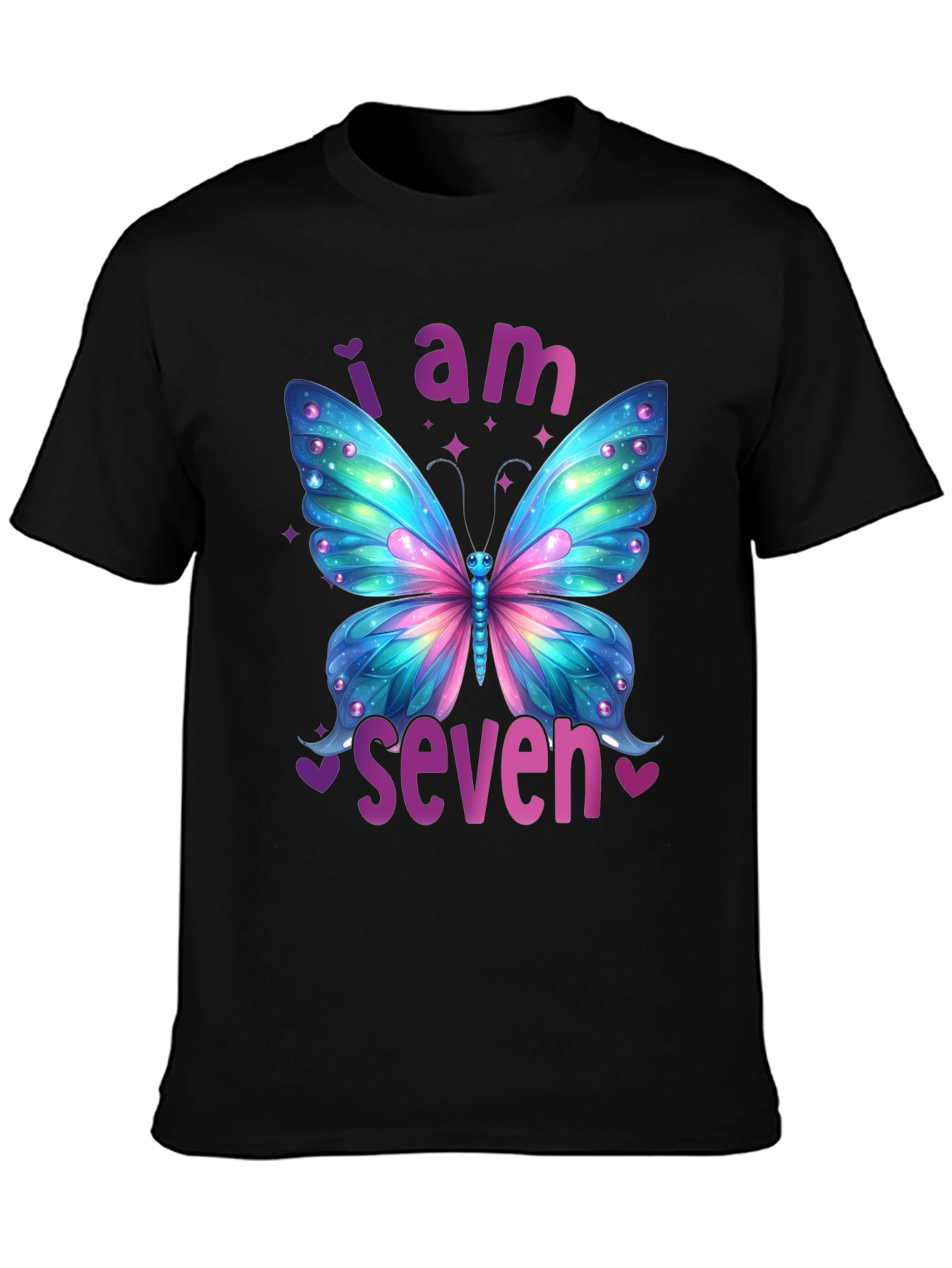 I am Seven Butterfly Birthday T-Shirt