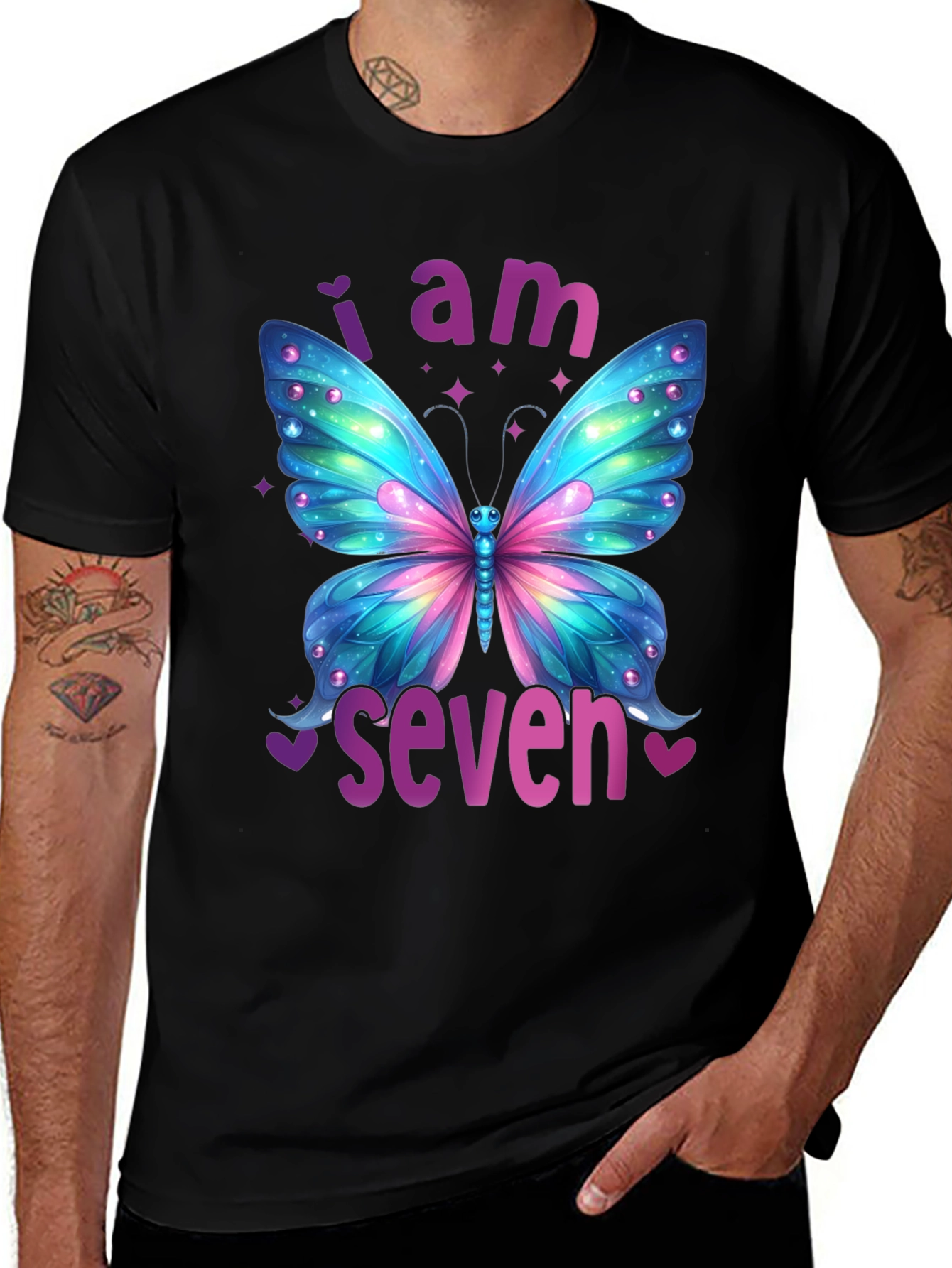 I am Seven Butterfly Birthday T-Shirt