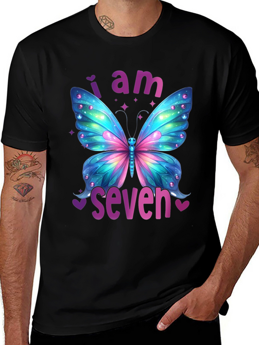 I am Seven Butterfly Birthday T-Shirt