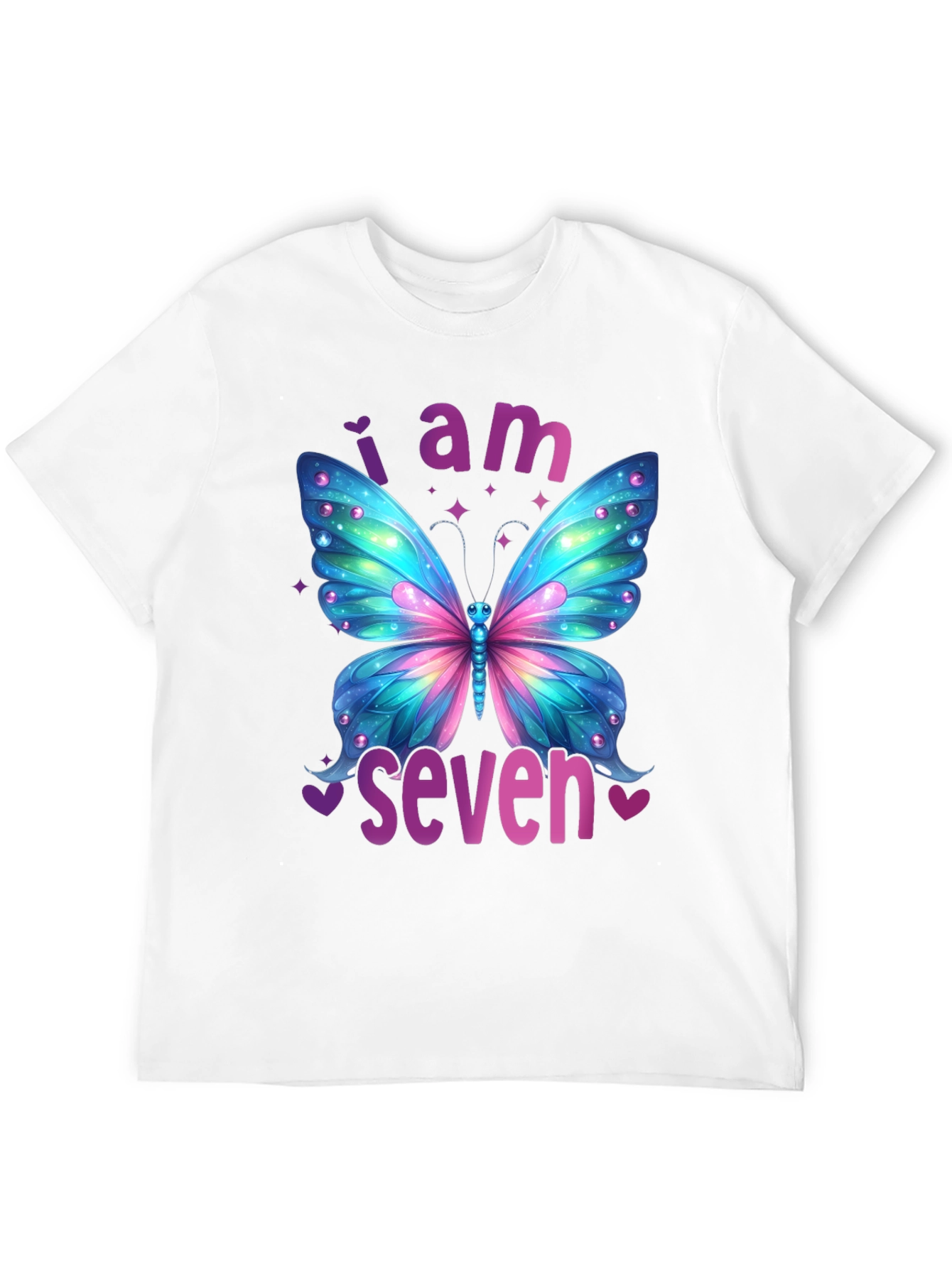 I am Seven Butterfly Birthday T-Shirt