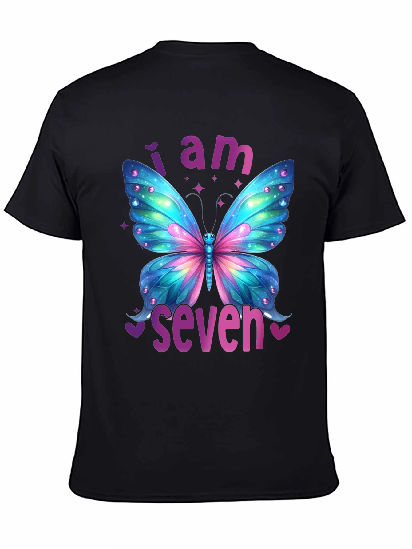 I am Seven Butterfly Birthday T-Shirt