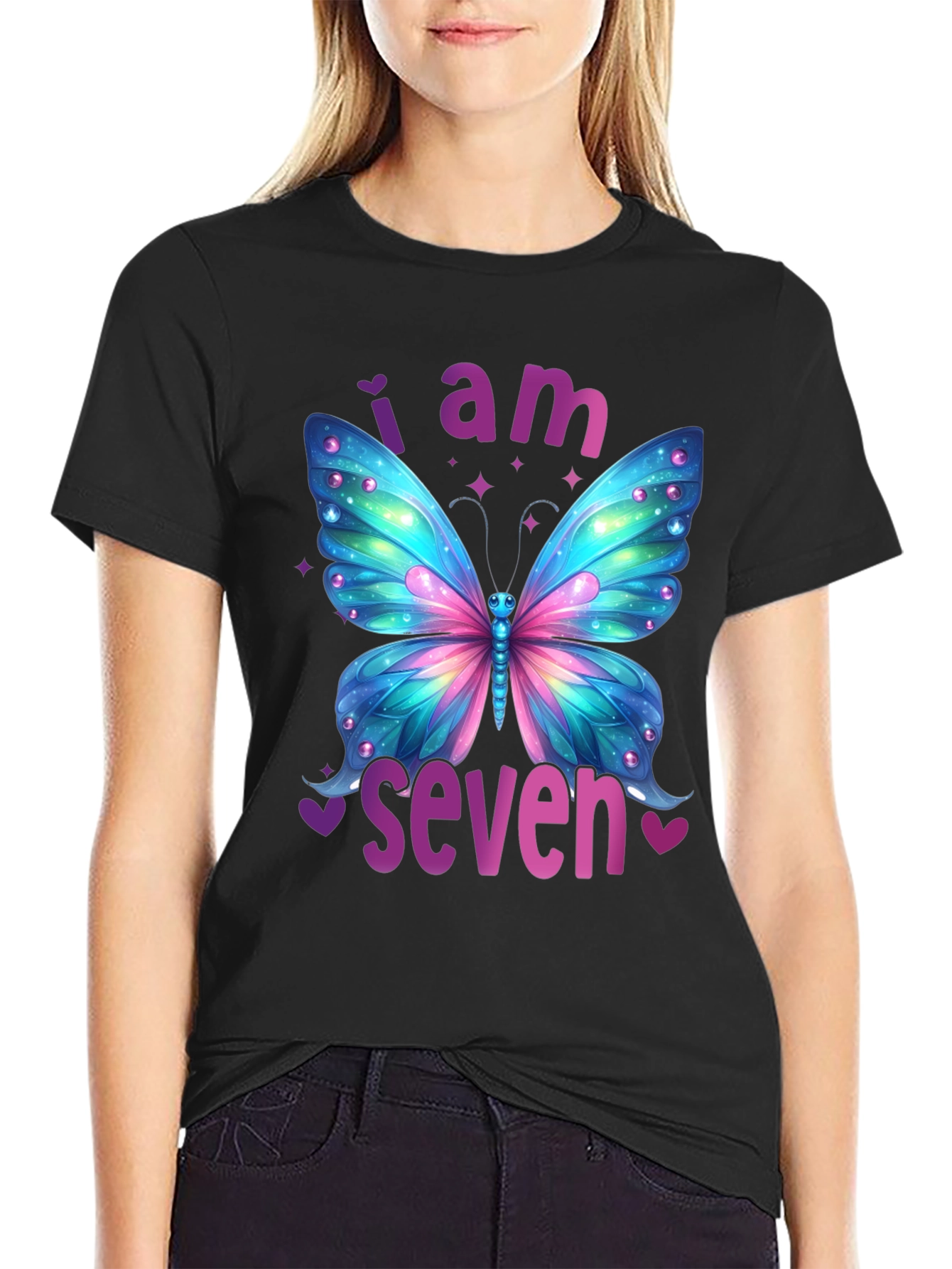 I am Seven Butterfly Birthday T-Shirt