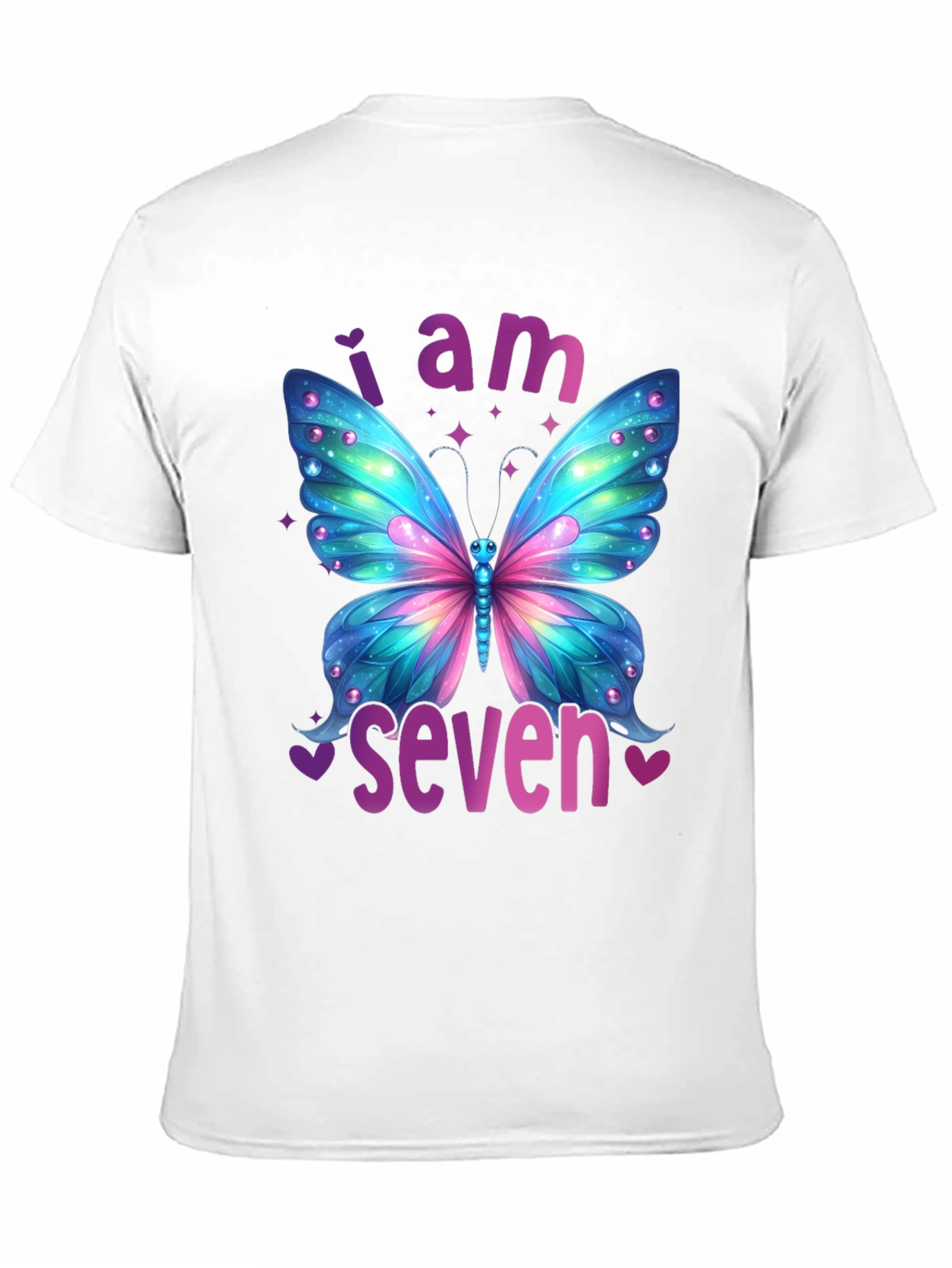 I am Seven Butterfly Birthday T-Shirt