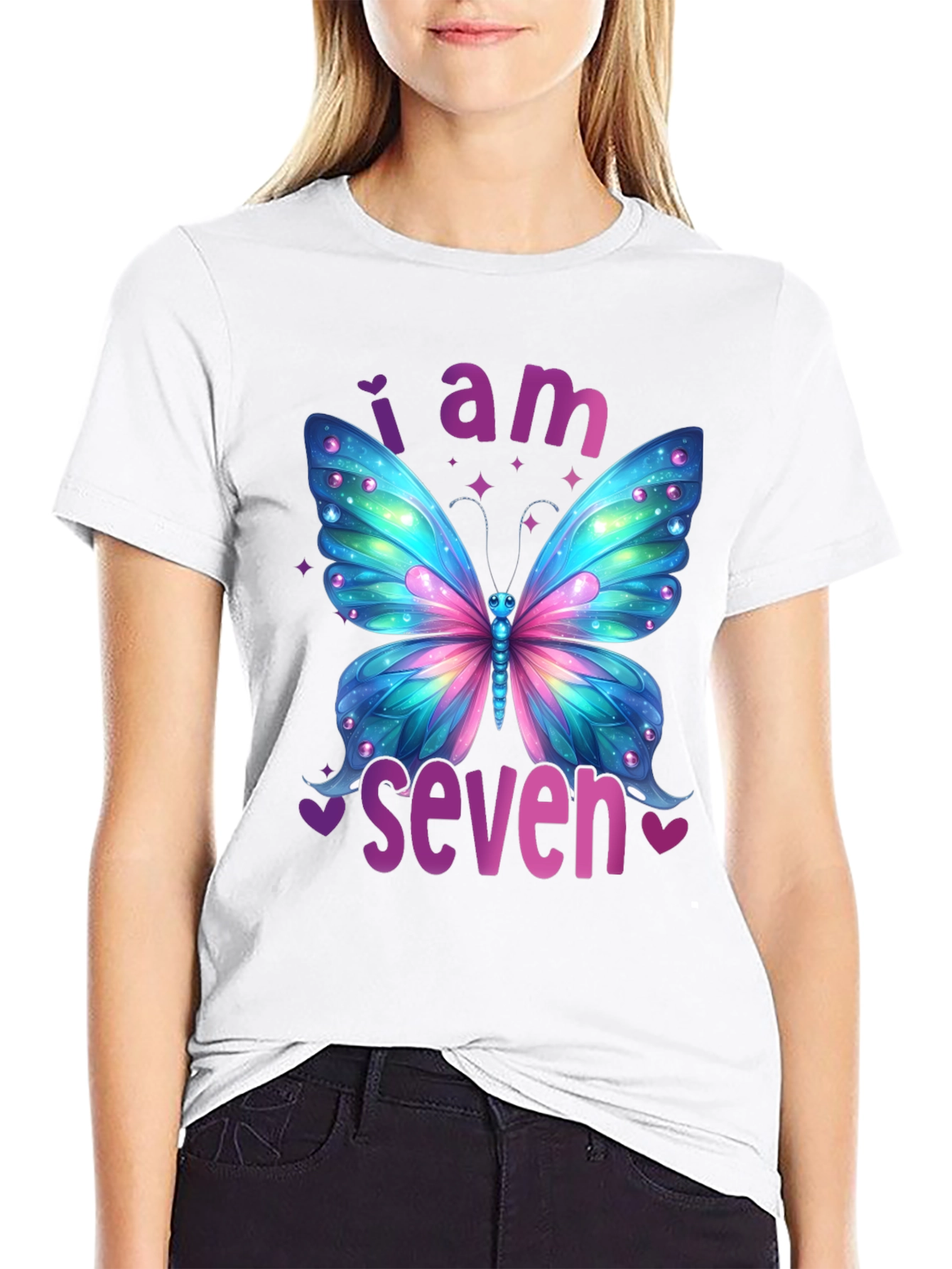 I am Seven Butterfly Birthday T-Shirt