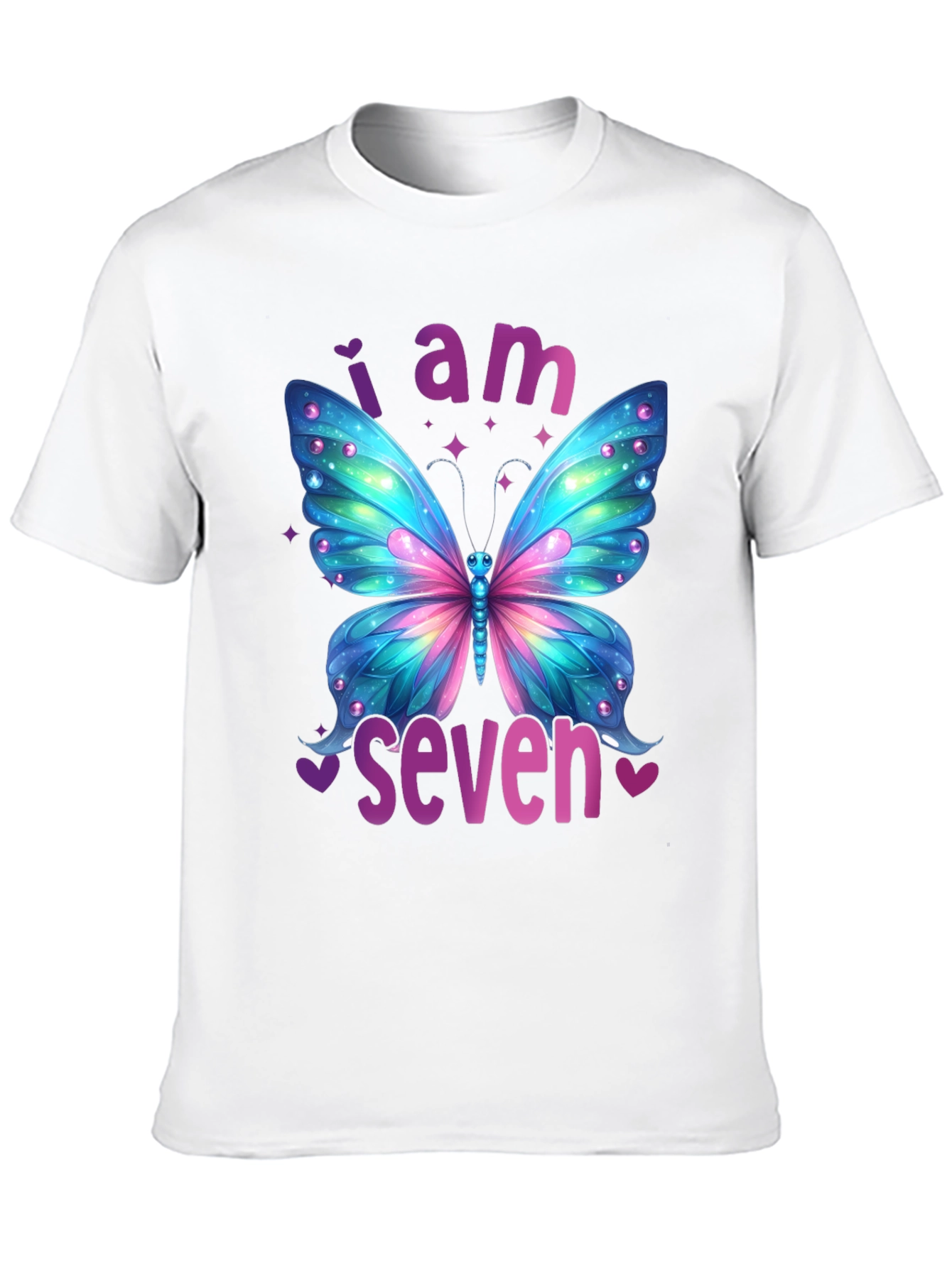 I am Seven Butterfly Birthday T-Shirt