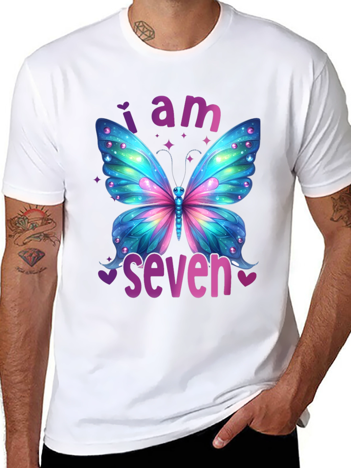I am Seven Butterfly Birthday T-Shirt