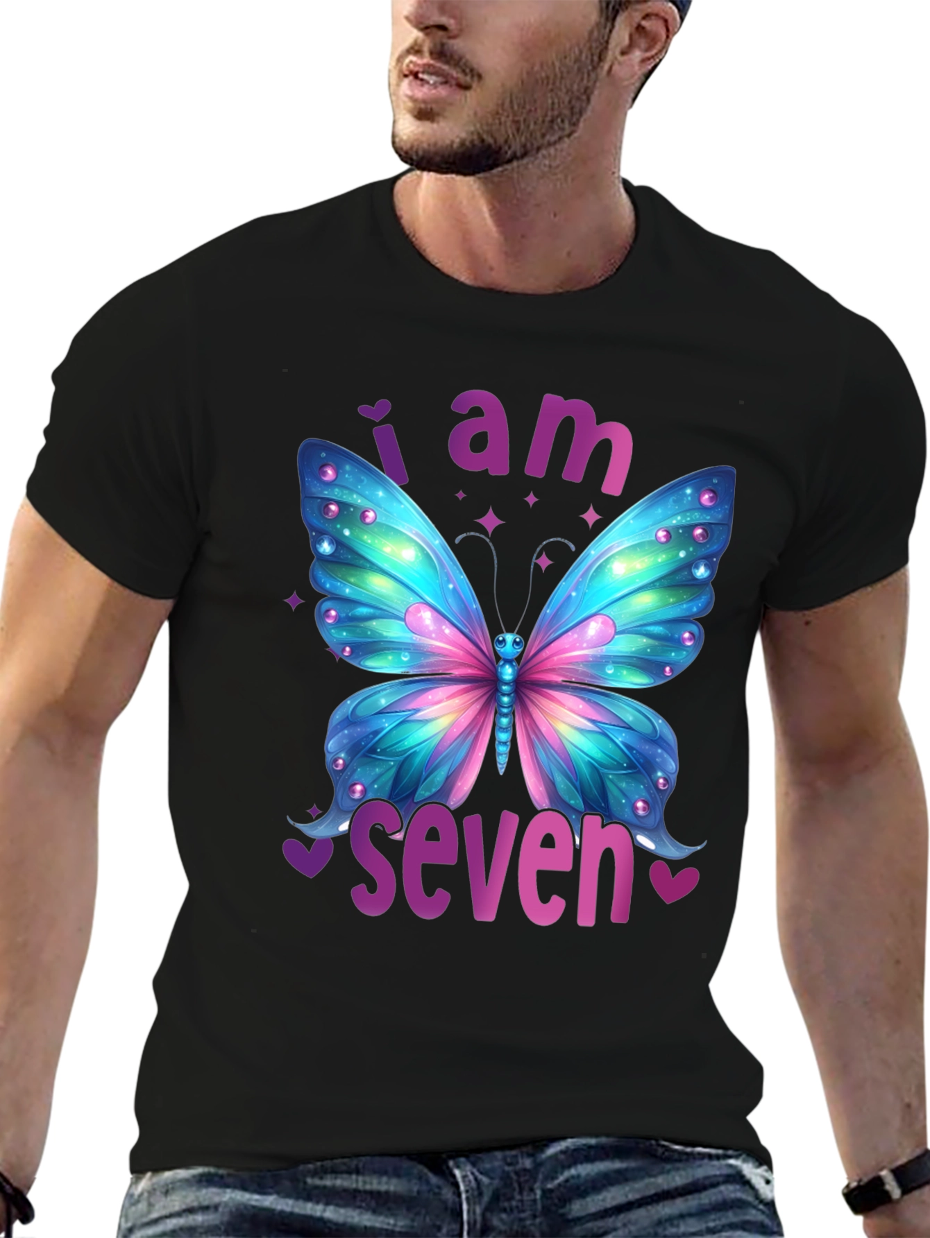 I am Seven Butterfly Birthday T-Shirt