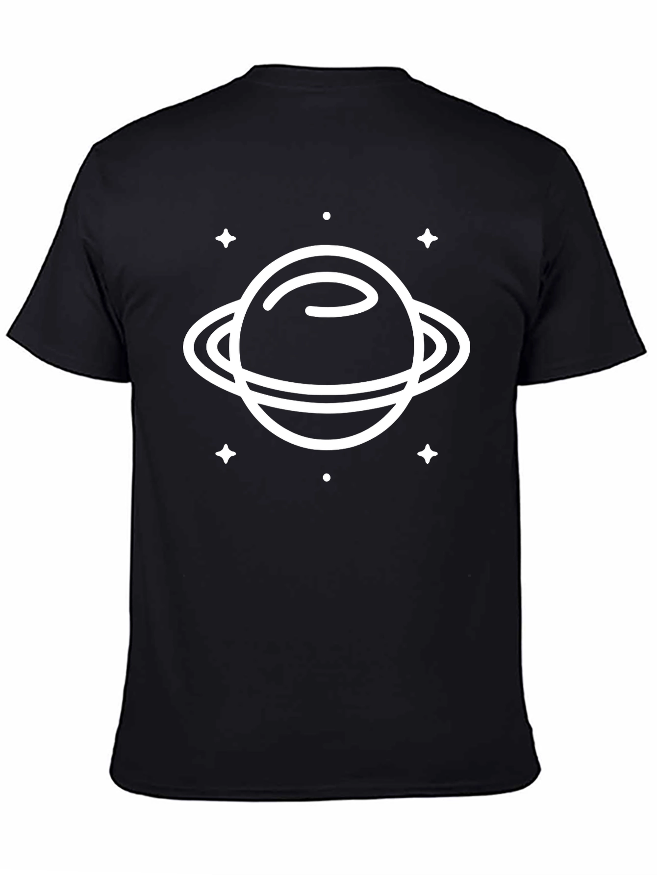 Saturn Graphic Tee - Black Cotton Casual Shirt