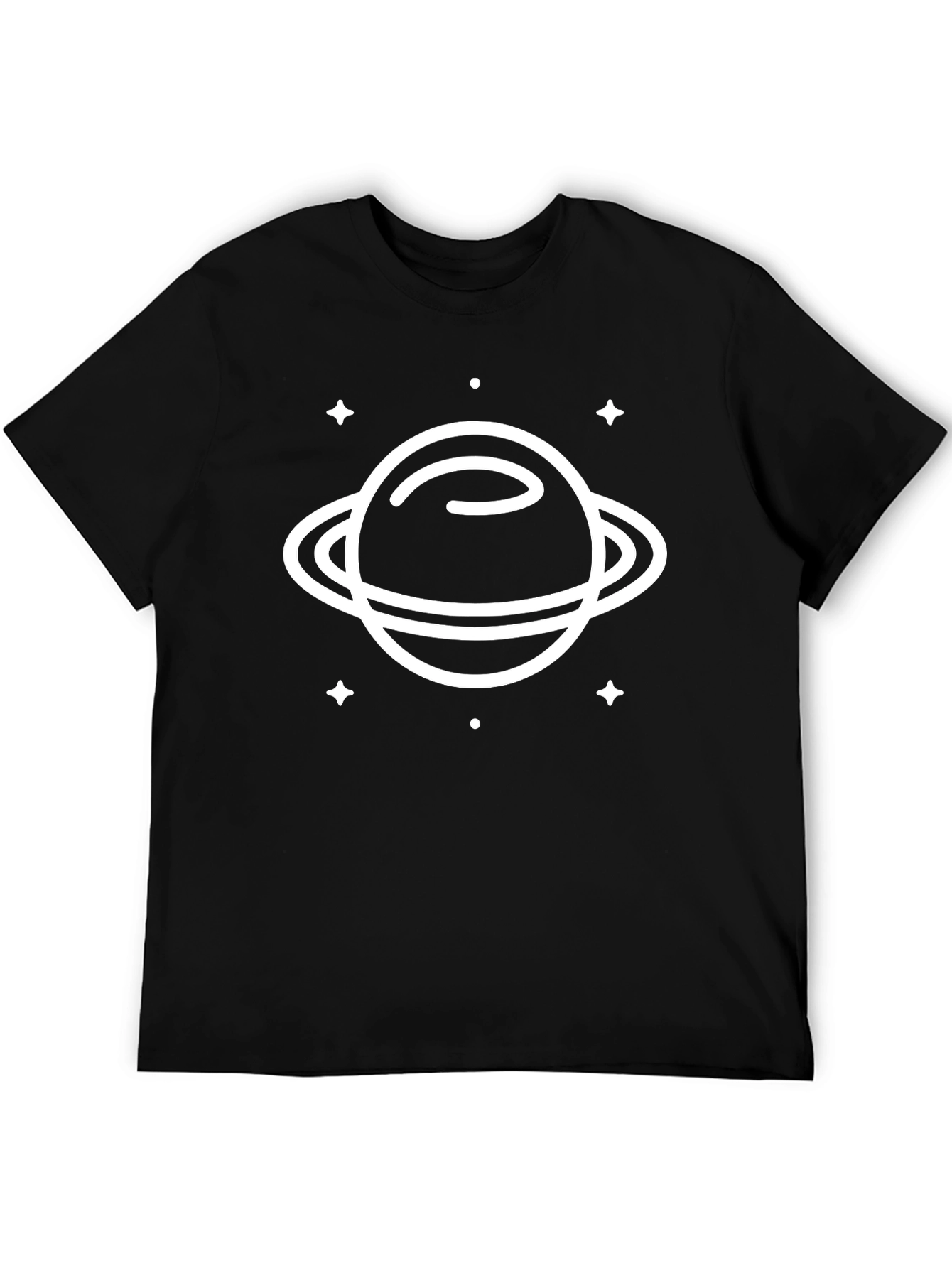 Saturn Graphic Tee - Black Cotton Casual Shirt