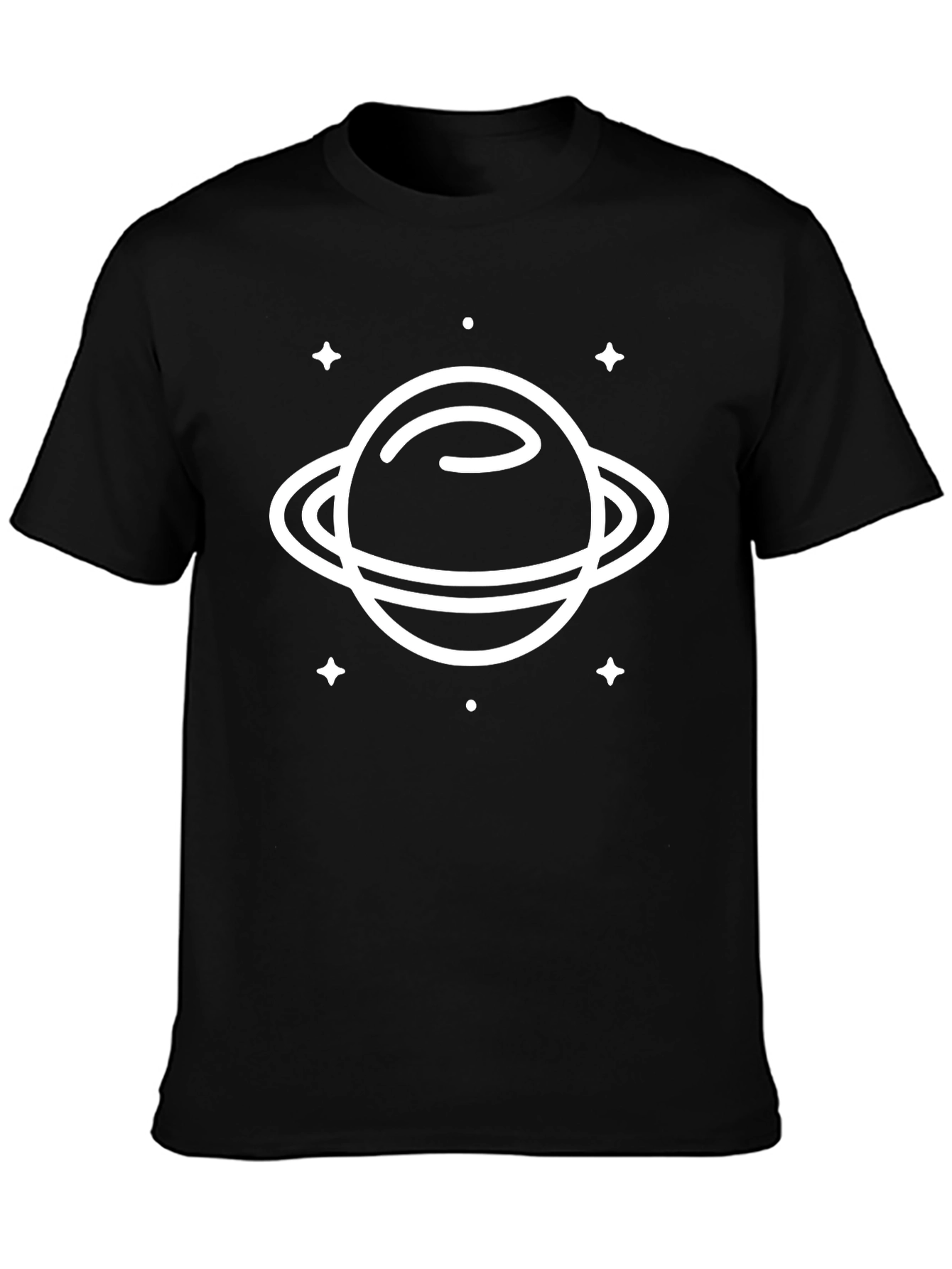 Saturn Graphic Tee - Black Cotton Casual Shirt