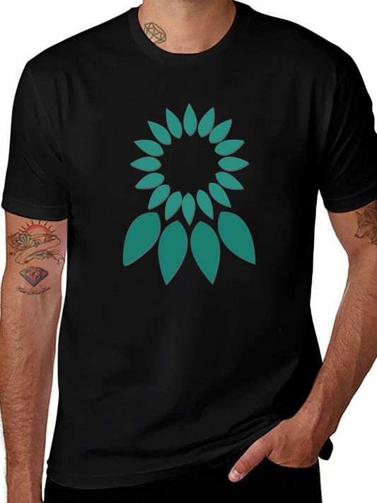 Abstract Floral Design Black T-Shirt