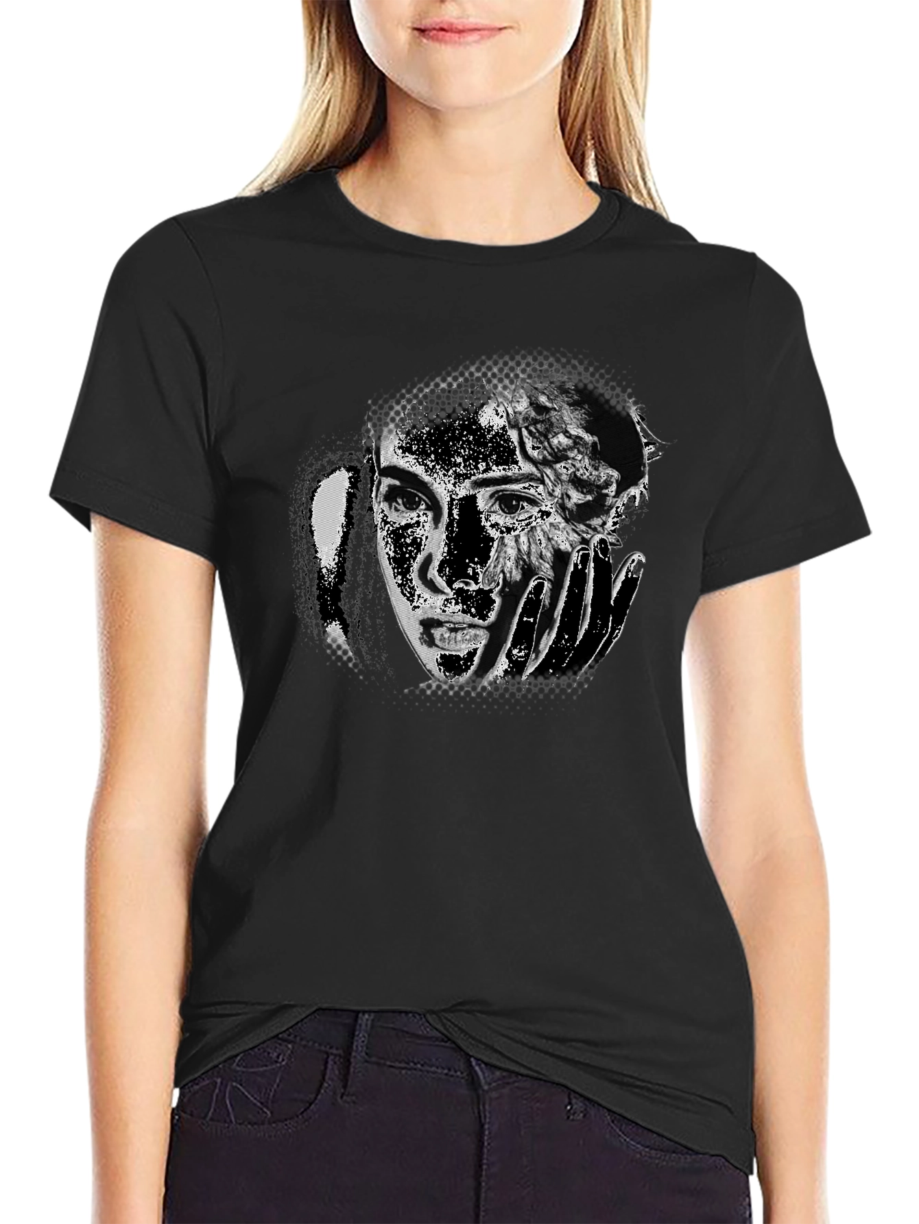 Monochrome Portrait Graphic Tee - Soft Cotton Blend