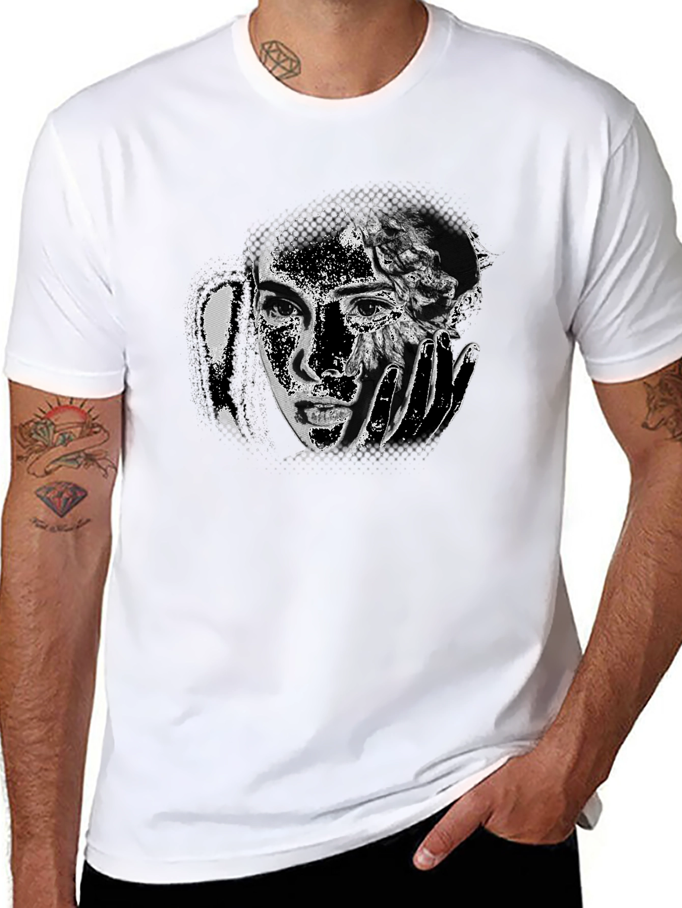 Monochrome Portrait Graphic Tee - Soft Cotton Blend