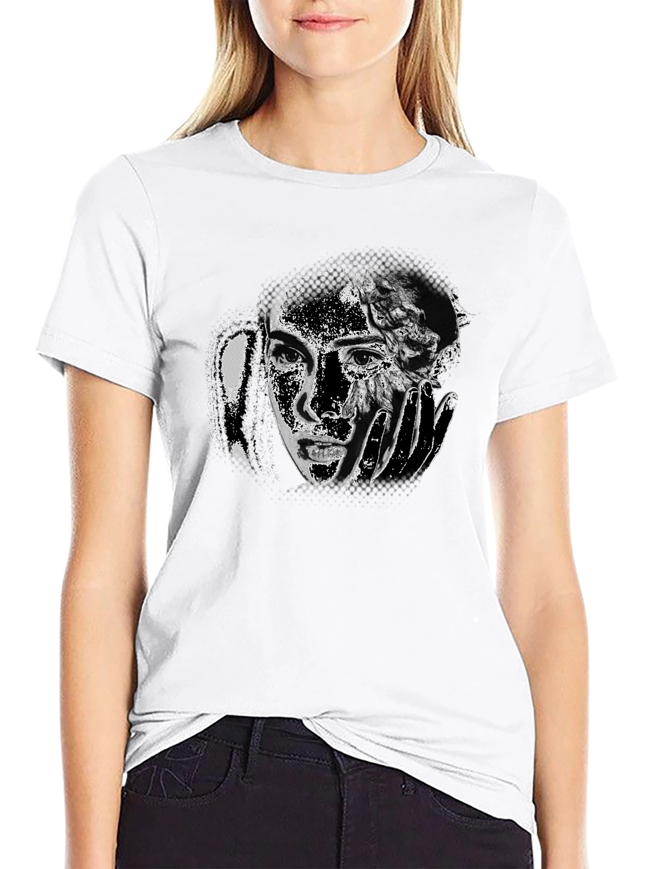 Monochrome Portrait Graphic Tee - Soft Cotton Blend