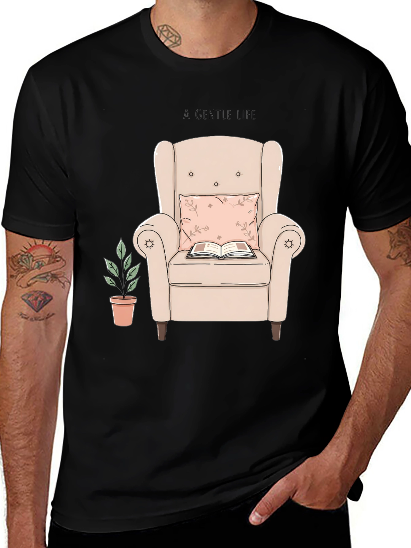 Cozy Reading Nook Tee - Book & Armchair Design