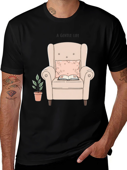 Cozy Reading Nook Tee - Book & Armchair Design
