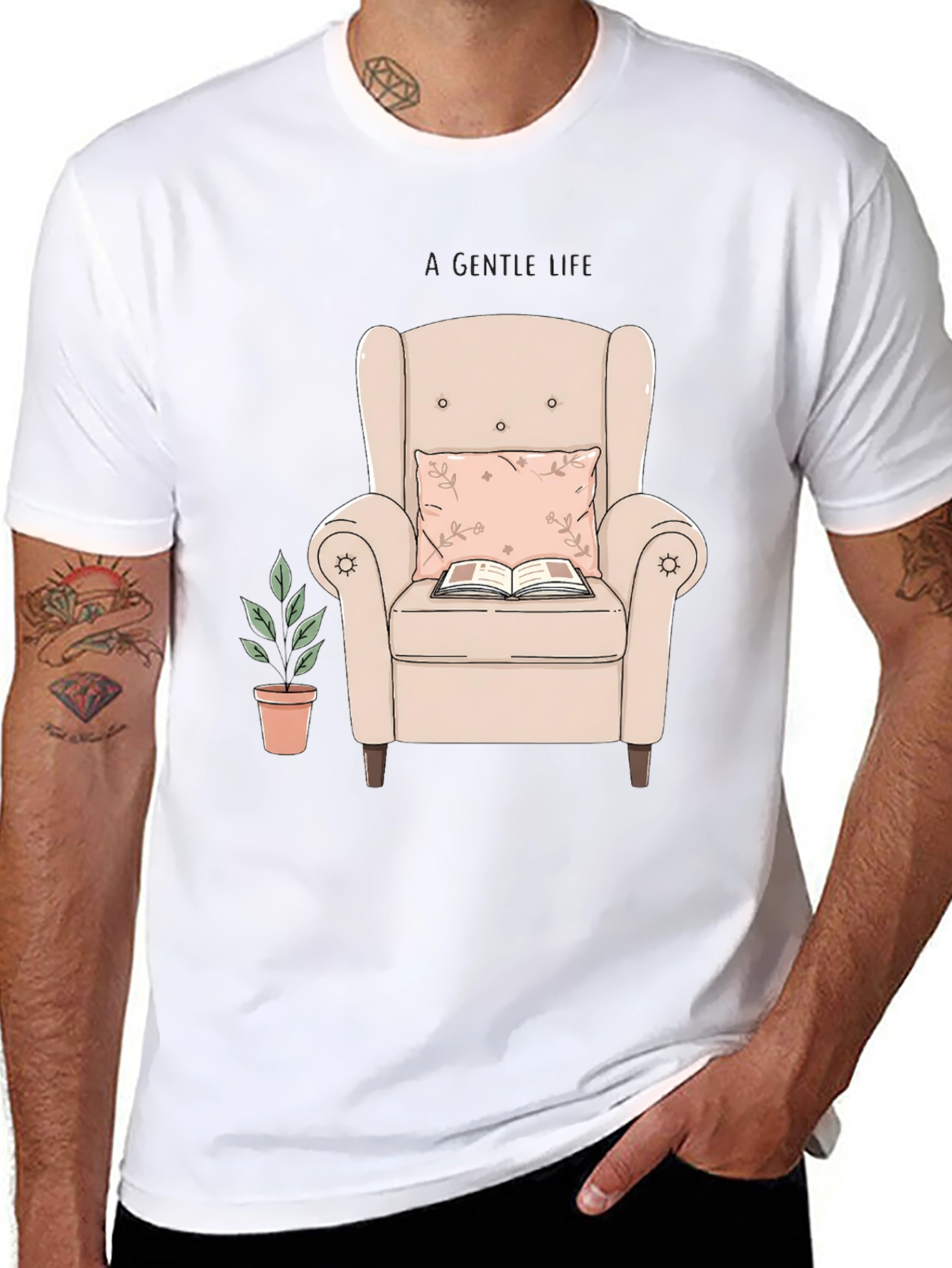 Cozy Reading Nook Tee - Book & Armchair Design