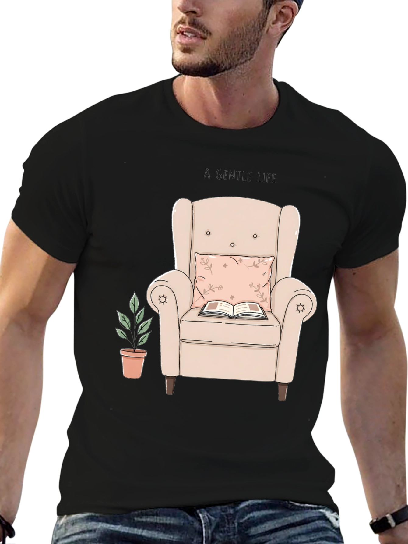 Cozy Reading Nook Tee - Book & Armchair Design