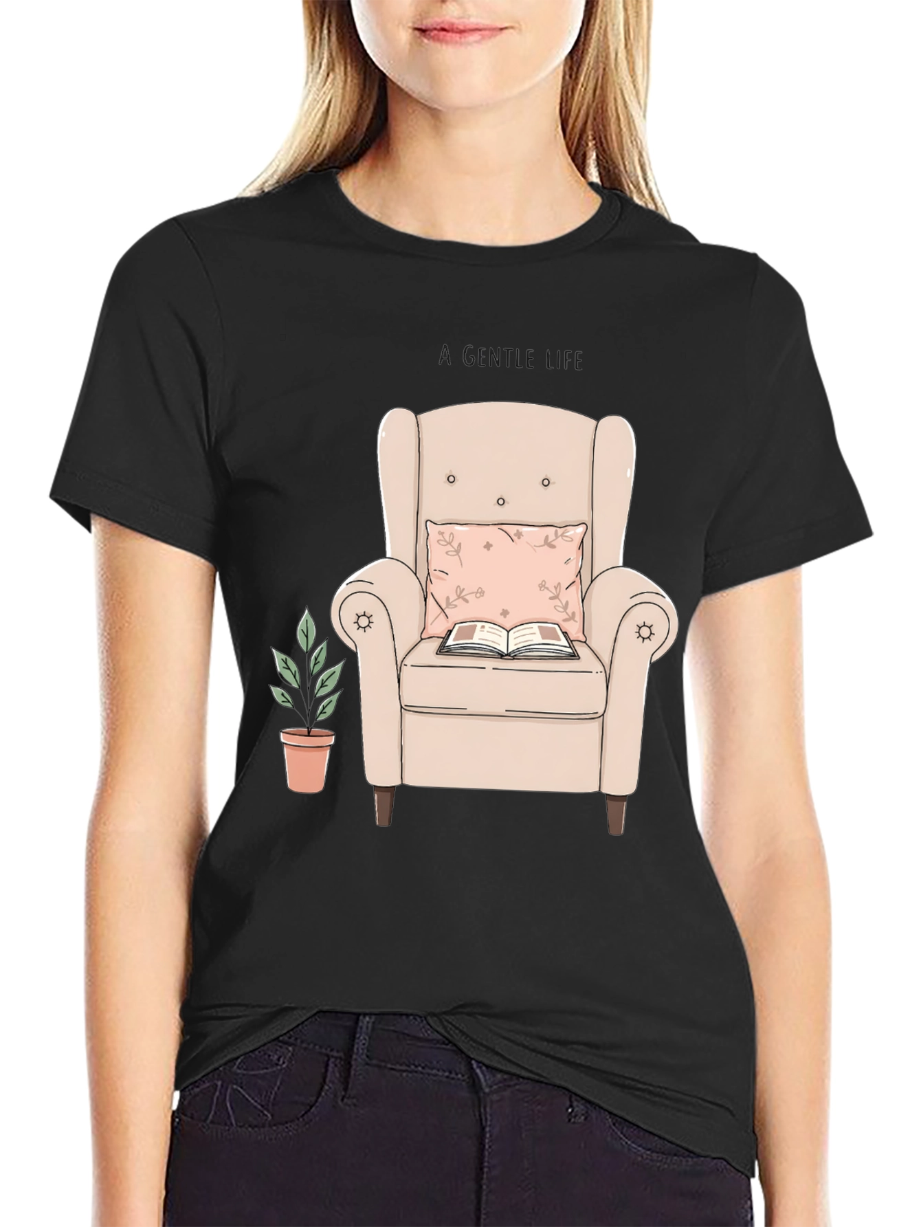 Cozy Reading Nook Tee - Book & Armchair Design
