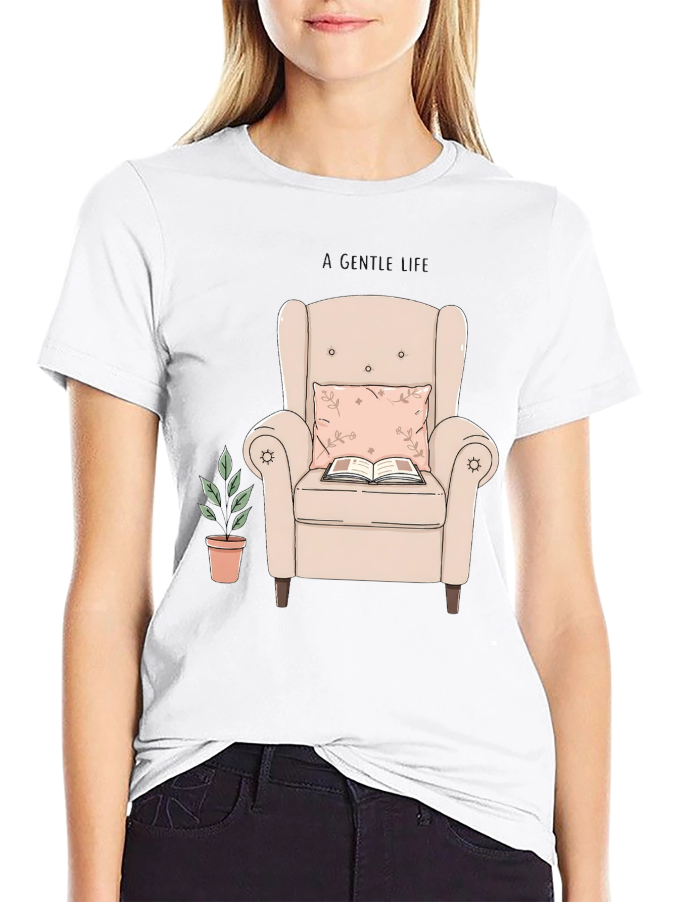 Cozy Reading Nook Tee - Book & Armchair Design