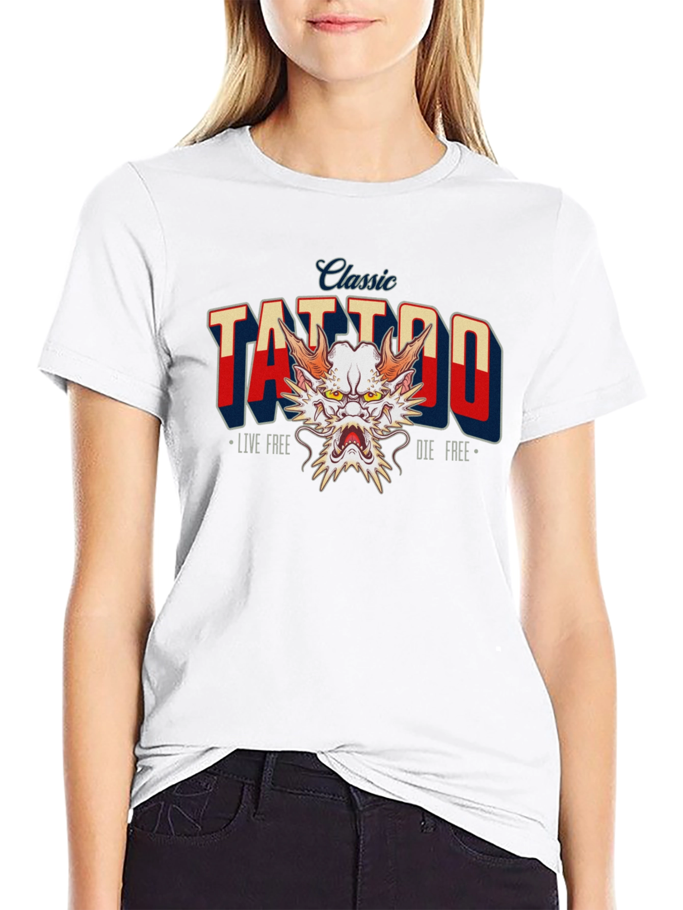 Classic Tattoo Dragon Graphic T-Shirt