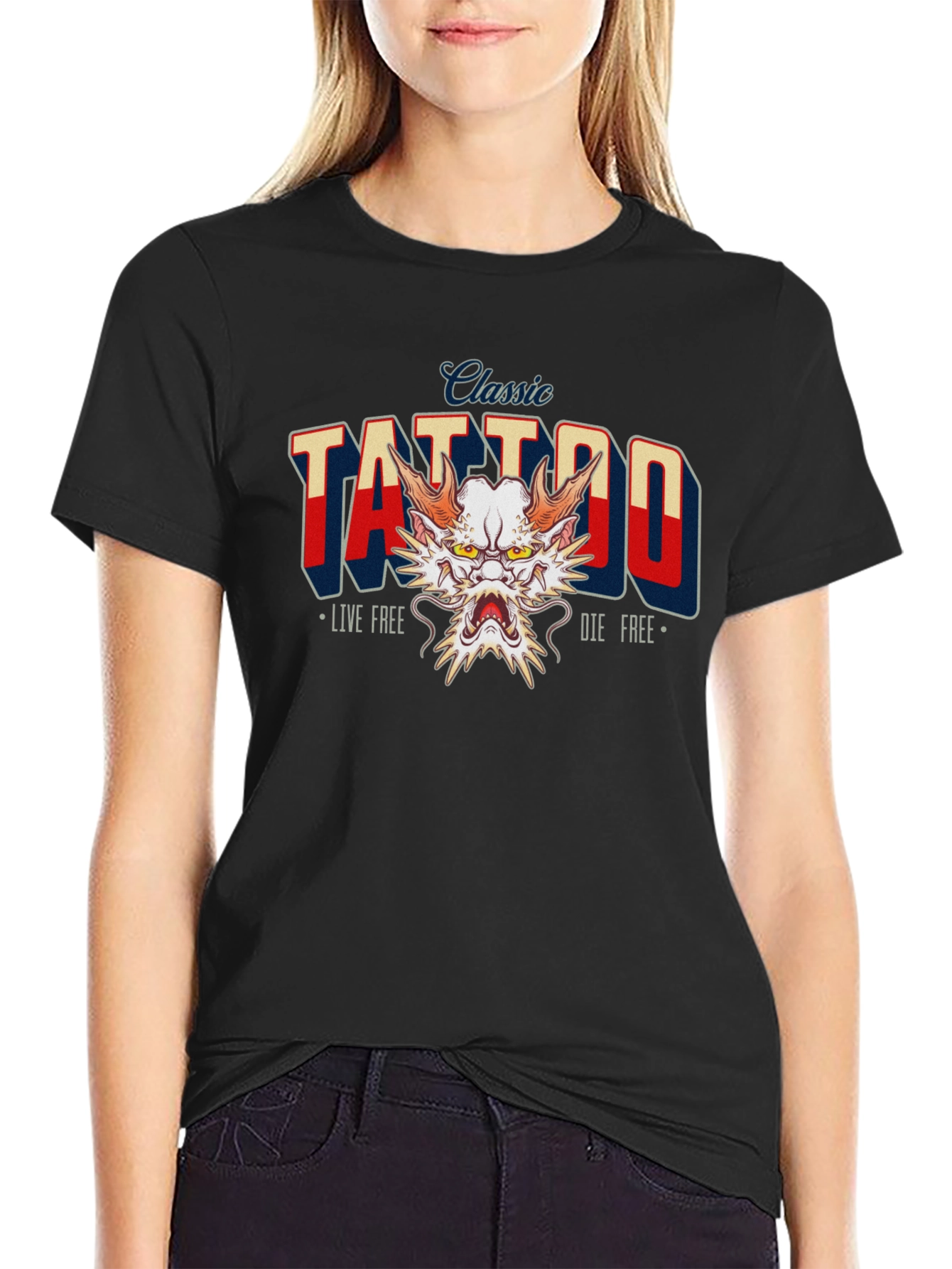 Classic Tattoo Dragon Graphic T-Shirt