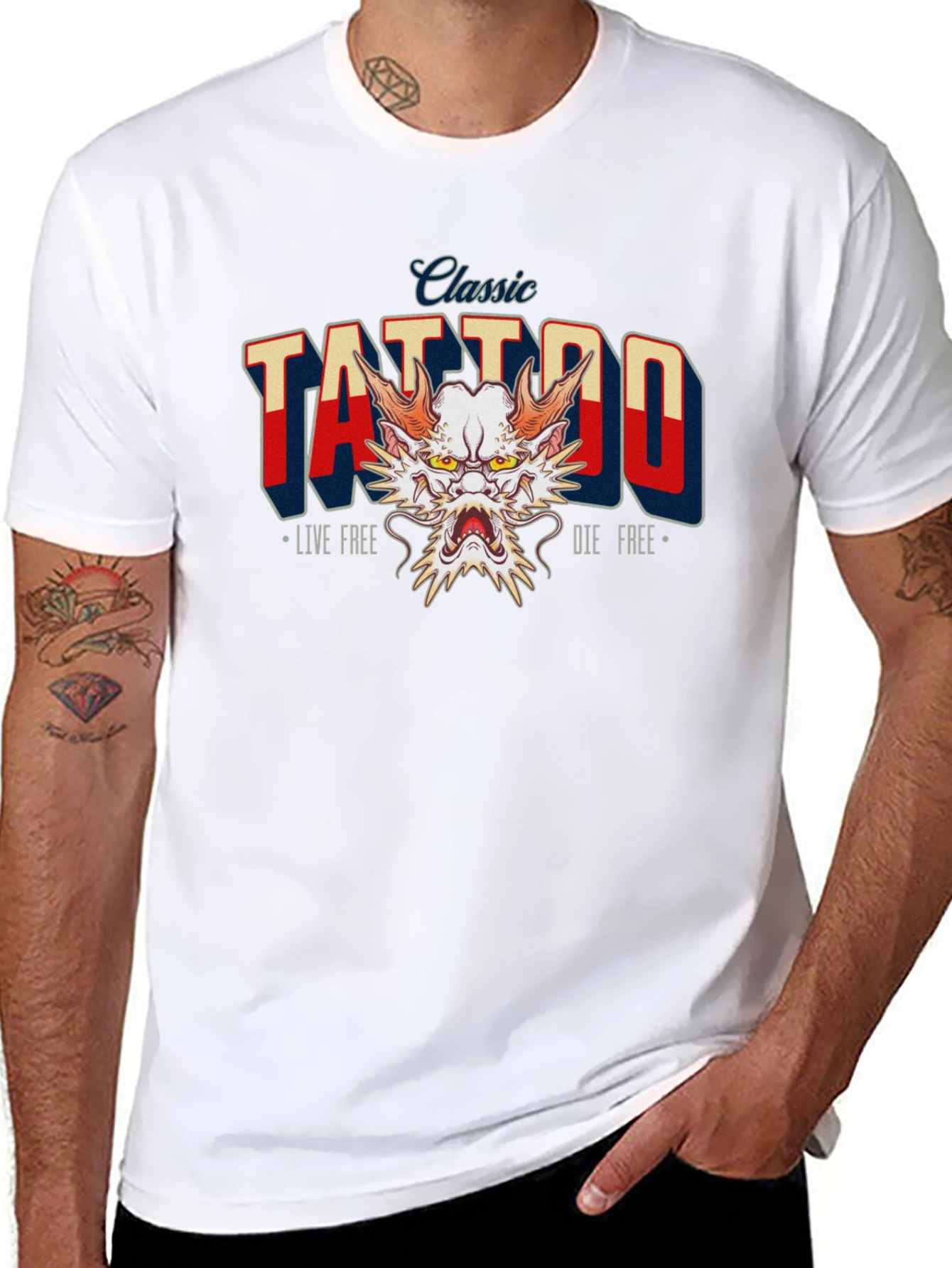 Classic Tattoo Dragon Graphic T-Shirt