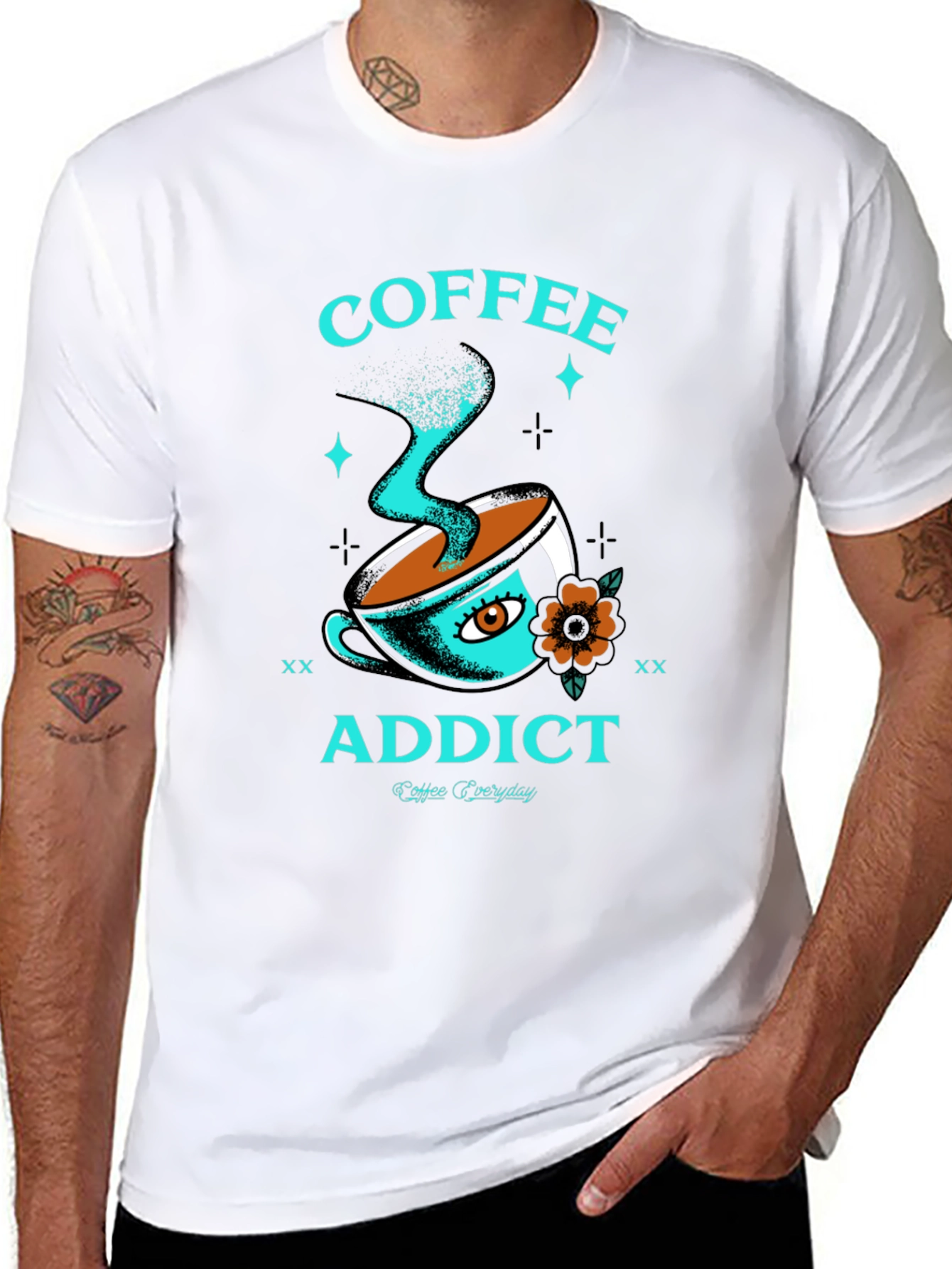 Coffee Addict Graphic Tee - Black Crewneck