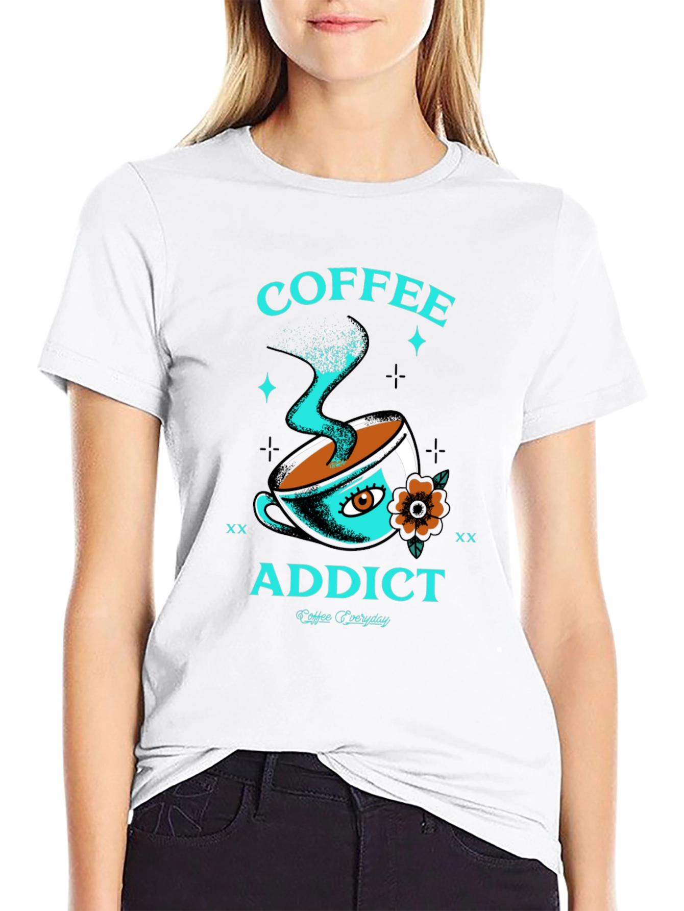 Coffee Addict Graphic Tee - Black Crewneck
