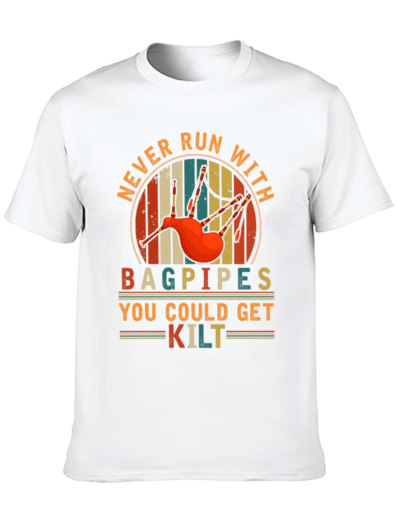 Never Run With Bagpipes Graphic Tee