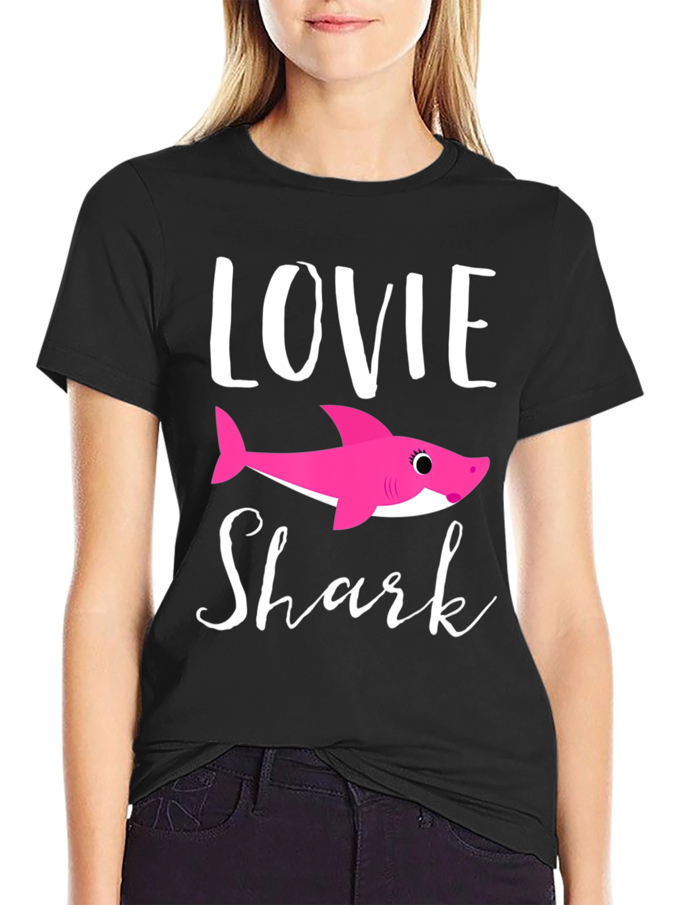 Lovie Shark Black T-Shirt