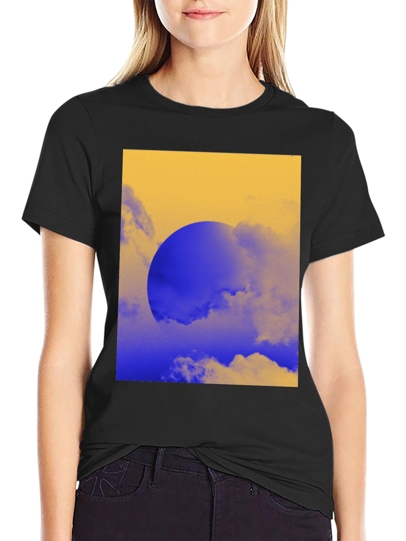 Abstract Sunset Graphic Tee - Black