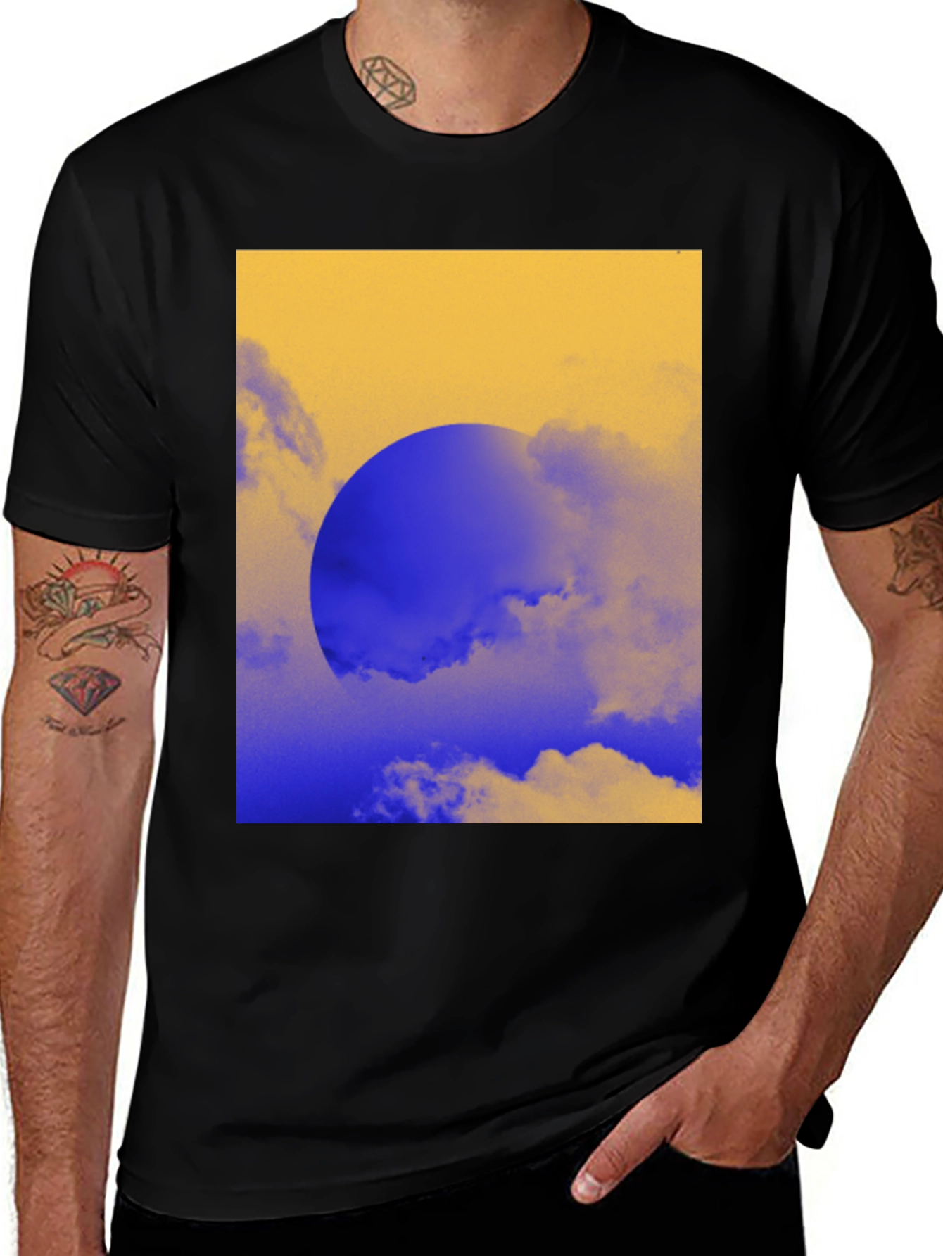 Abstract Sunset Graphic Tee - Black