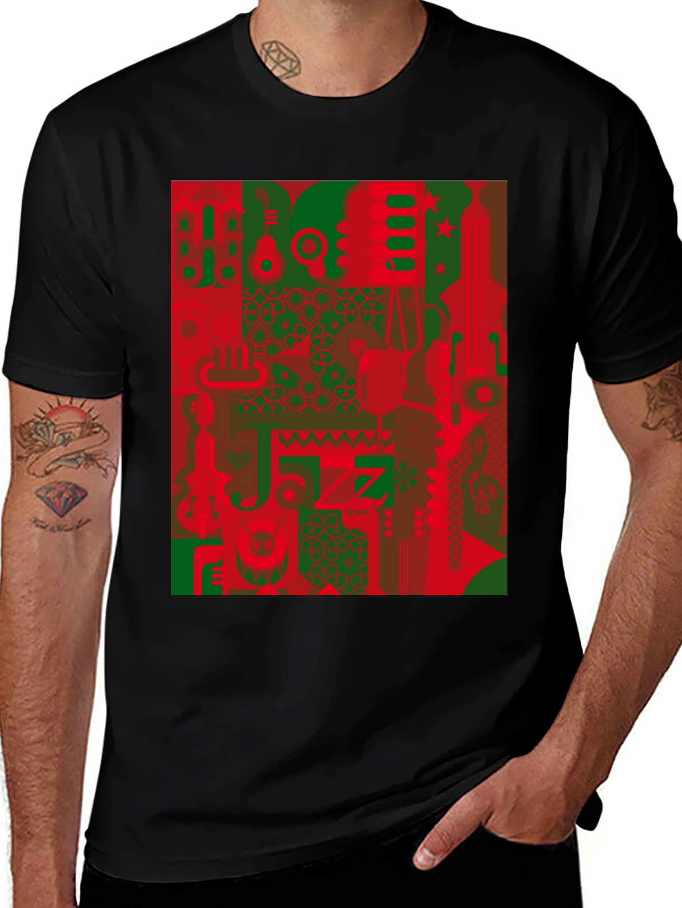 Retro Jazz Instrument Graphic Tee