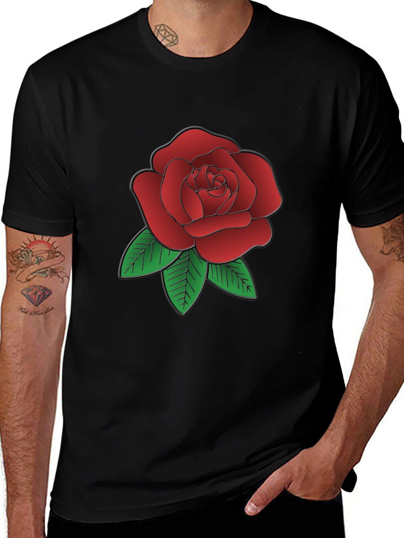 Rose Graphic Black T-Shirt - Classic Floral Tee