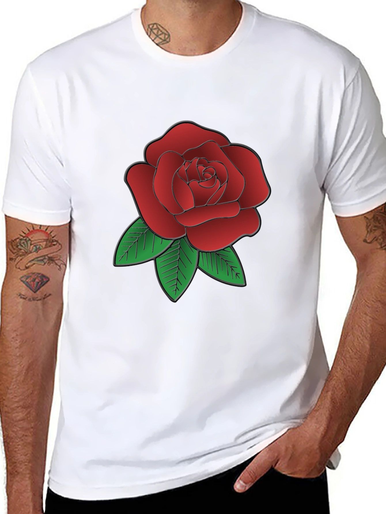 Rose Graphic Black T-Shirt - Classic Floral Tee
