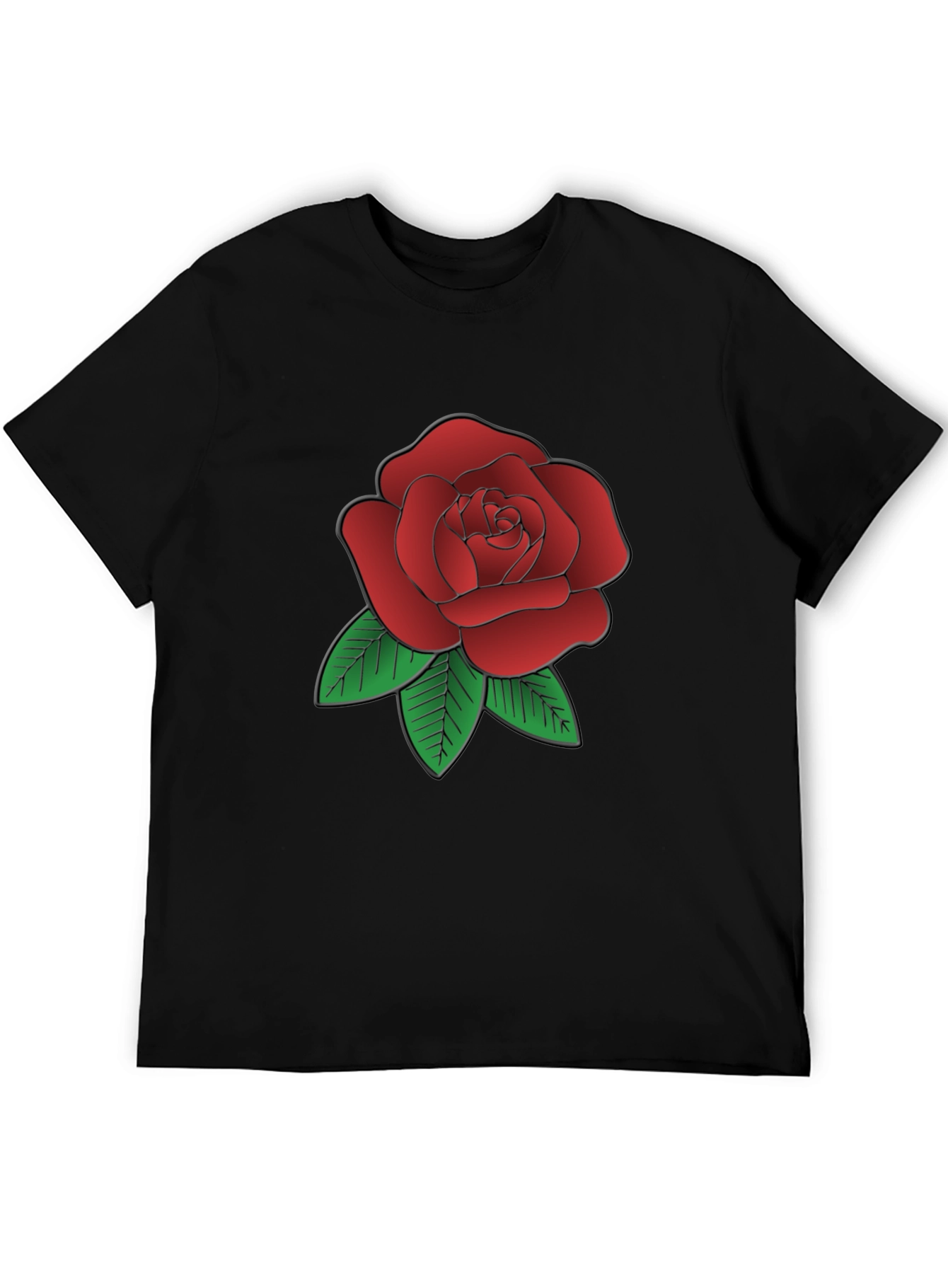 Rose Graphic Black T-Shirt - Classic Floral Tee