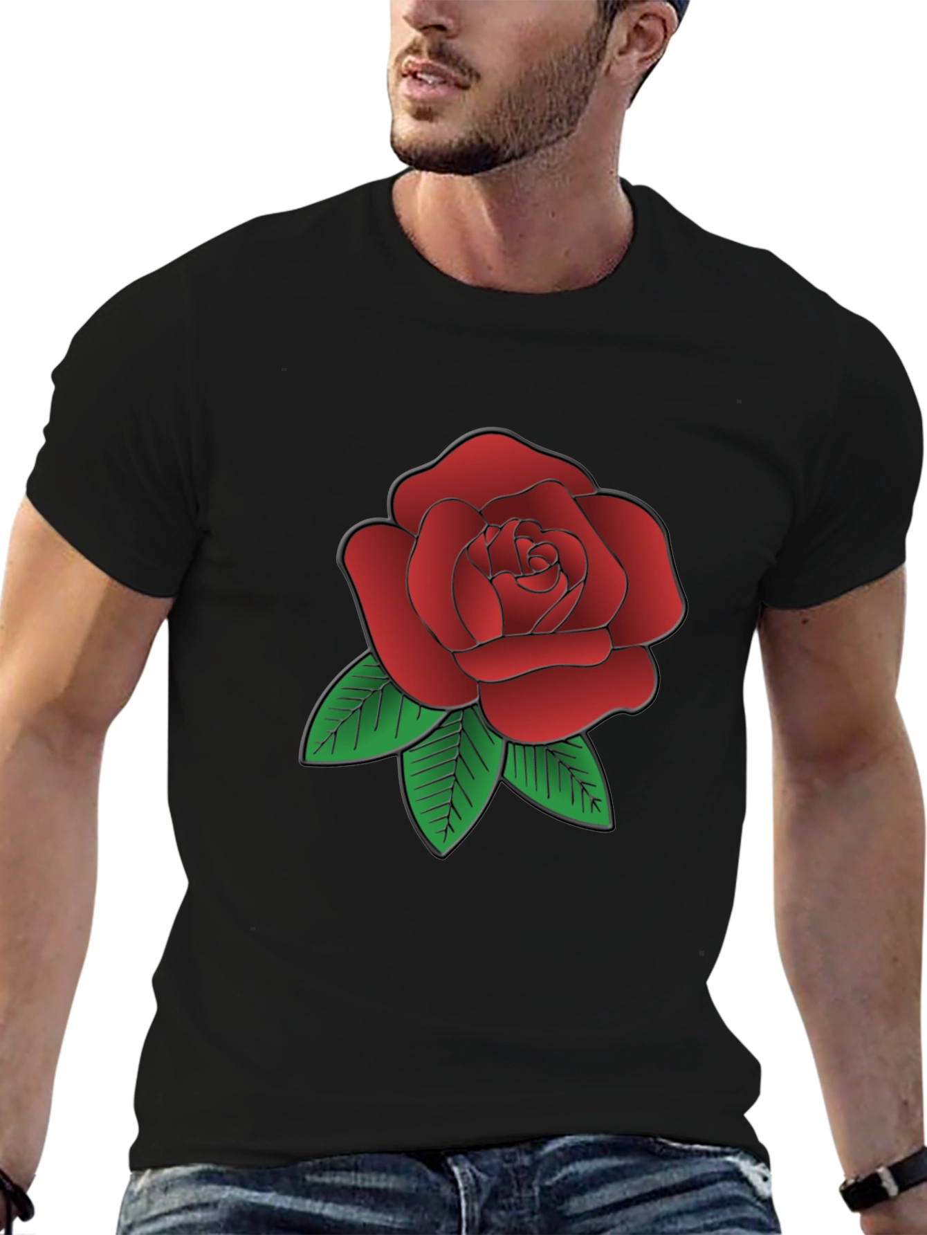 Rose Graphic Black T-Shirt - Classic Floral Tee