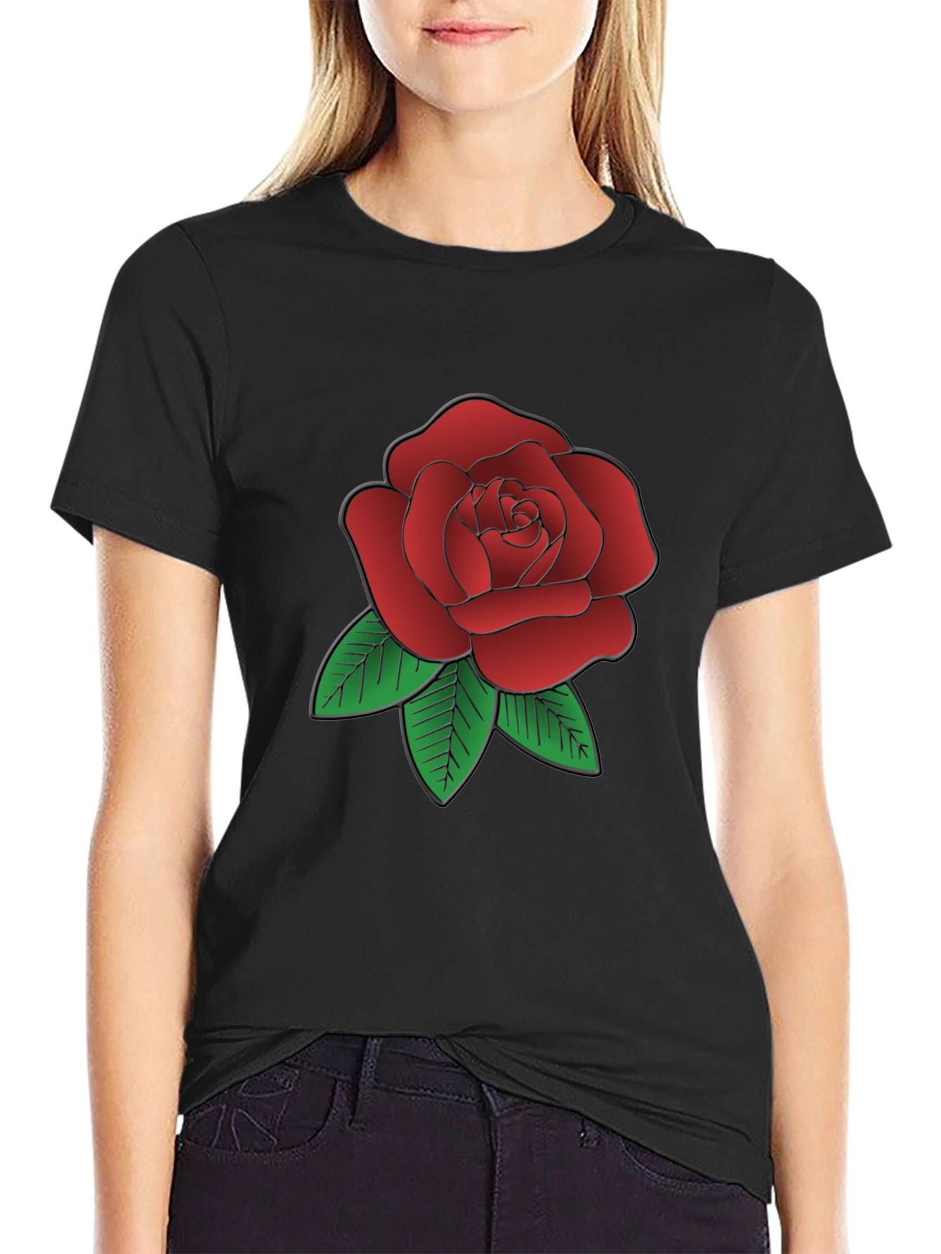 Rose Graphic Black T-Shirt - Classic Floral Tee