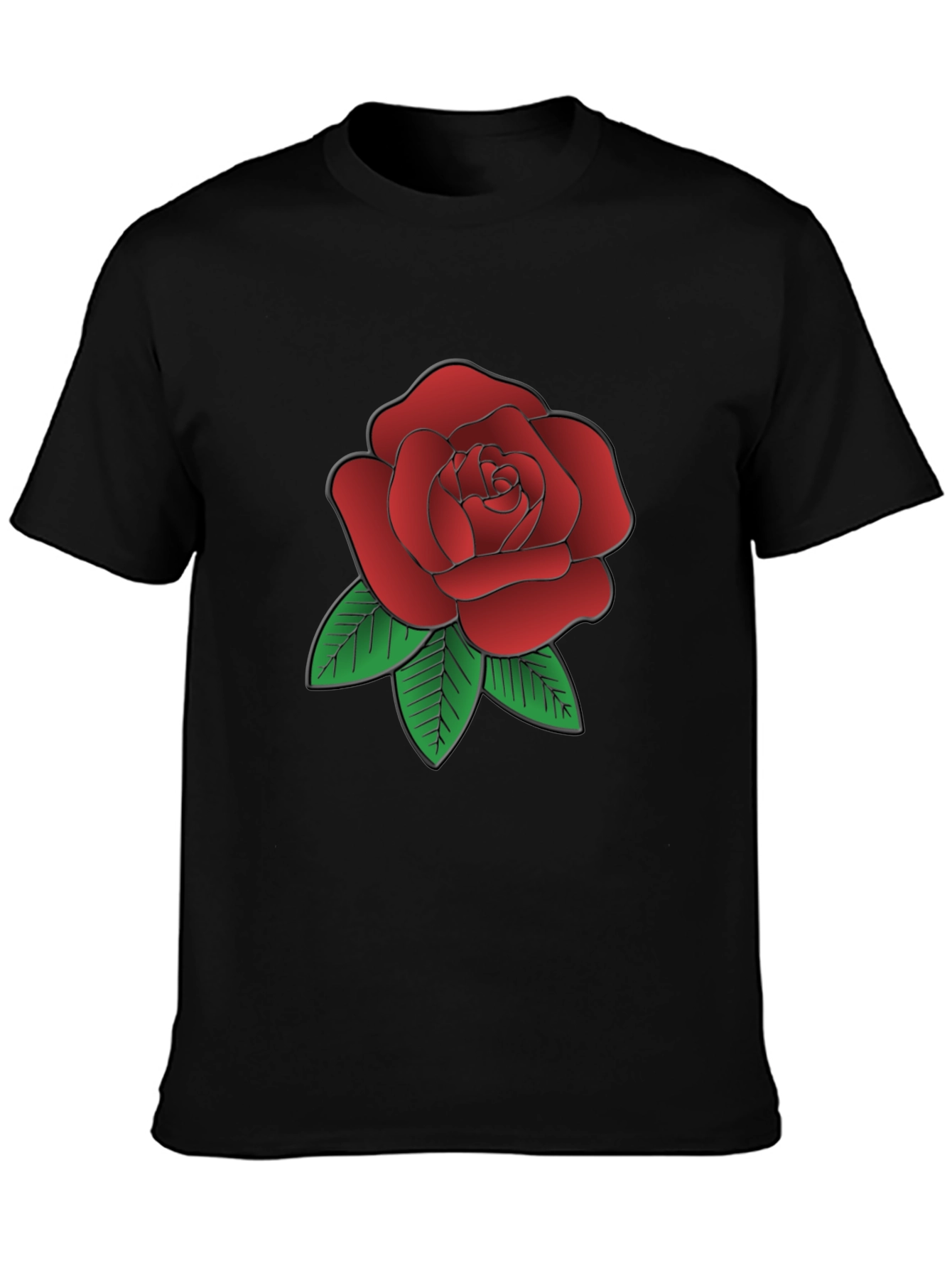 Rose Graphic Black T-Shirt - Classic Floral Tee