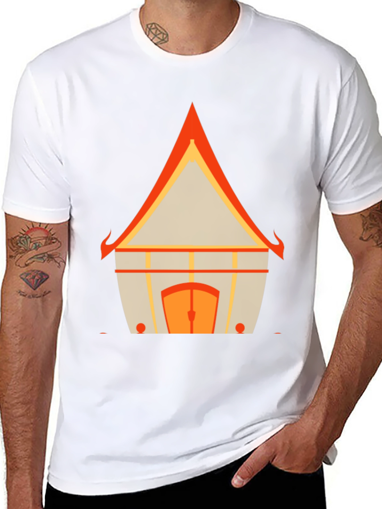 Architectural Print Graphic Tee - Modern Design