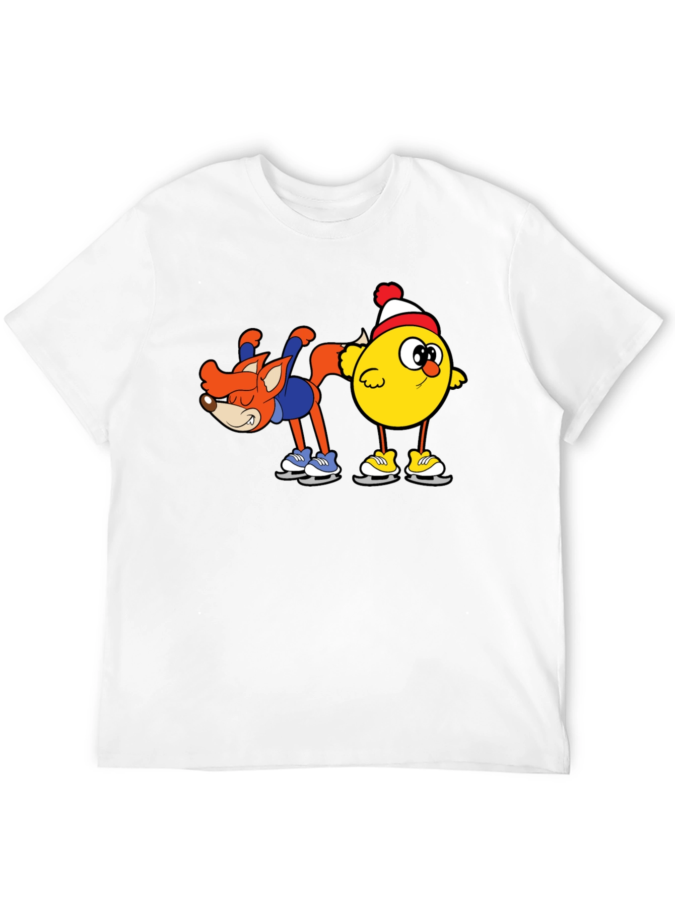 Funny Fox and Chick Ice Skating T-Shirt