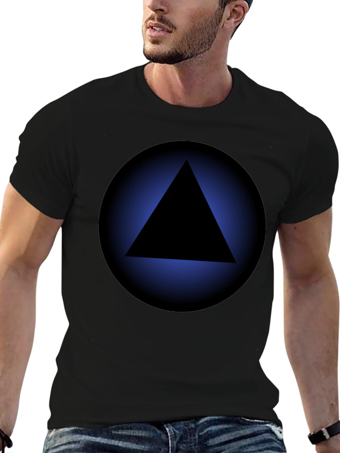 Geometric Triangle Graphic Tee - Black