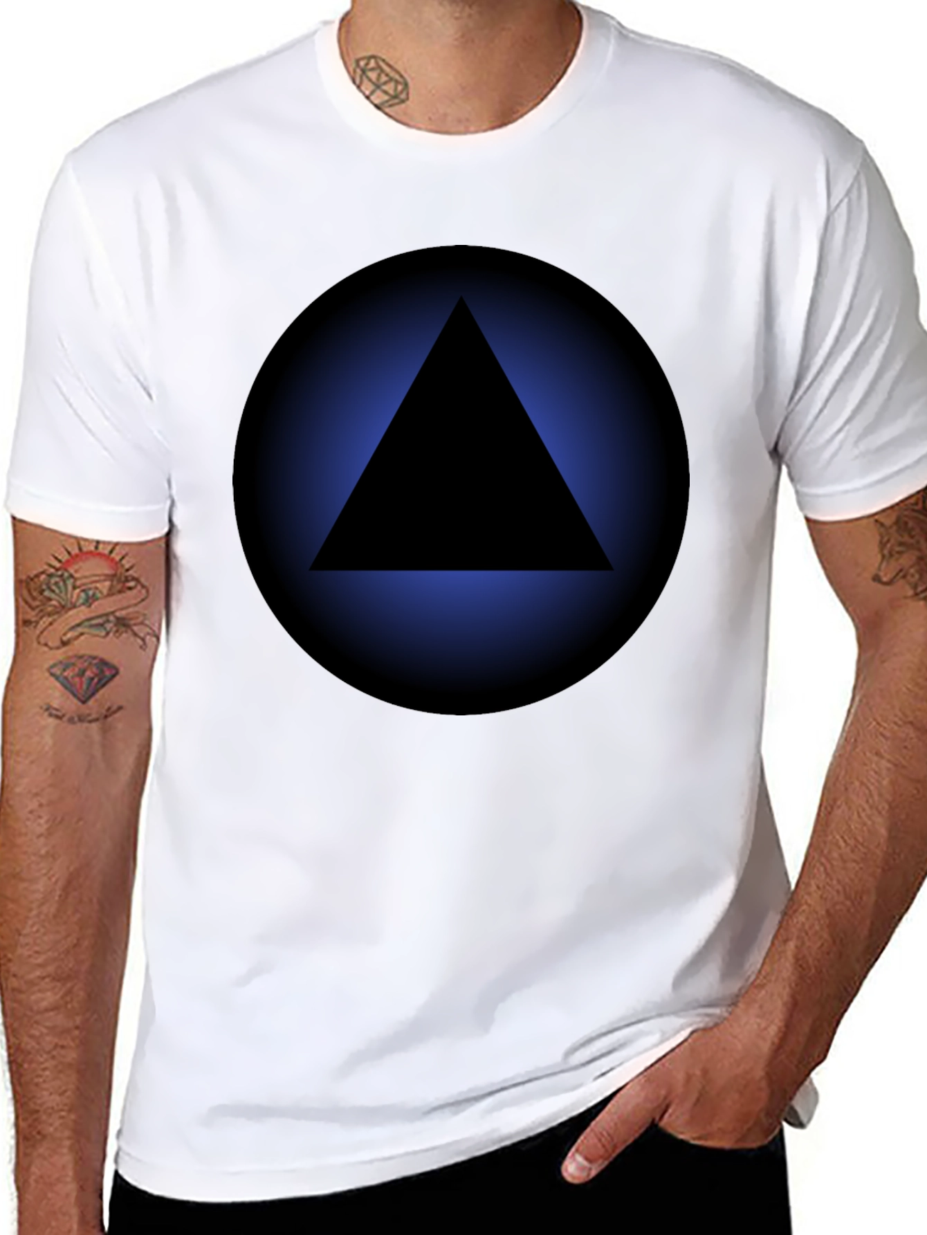 Geometric Triangle Graphic Tee - Black